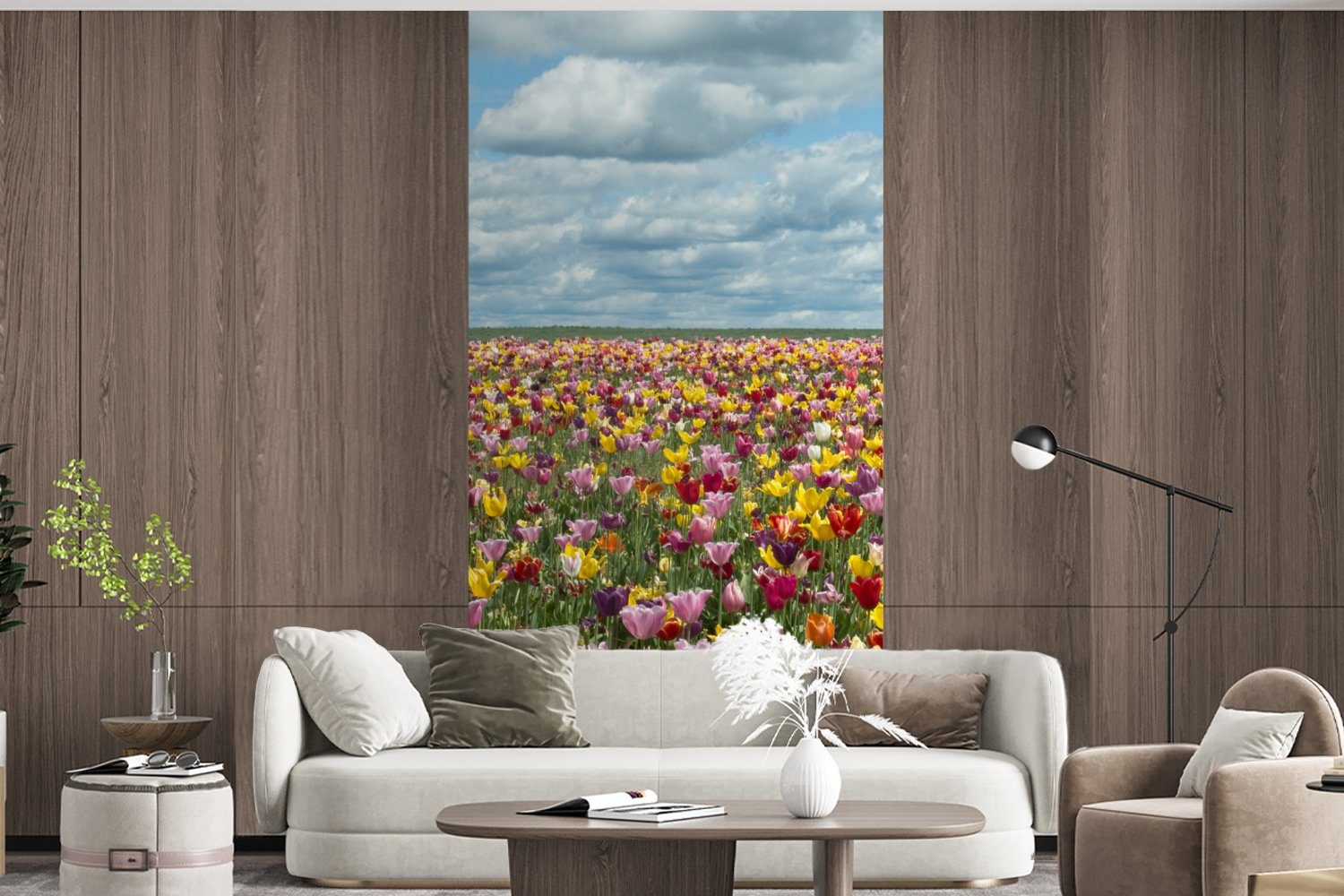 MuchoWow Fototapete Vliestapete Tulpen - Matt, Farben bedruckt, Küche, (2 Wolken, Wohnzimmer - für Fototapete St), Schlafzimmer