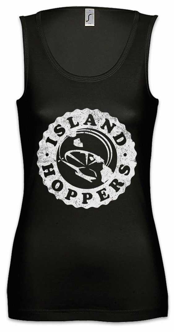 Urban Backwoods Tanktop Island Hoppers Logo Ärmelloses Женщинам T-Shirt Tom Tv Selleck Hawaii Retro Kult 80s Serie