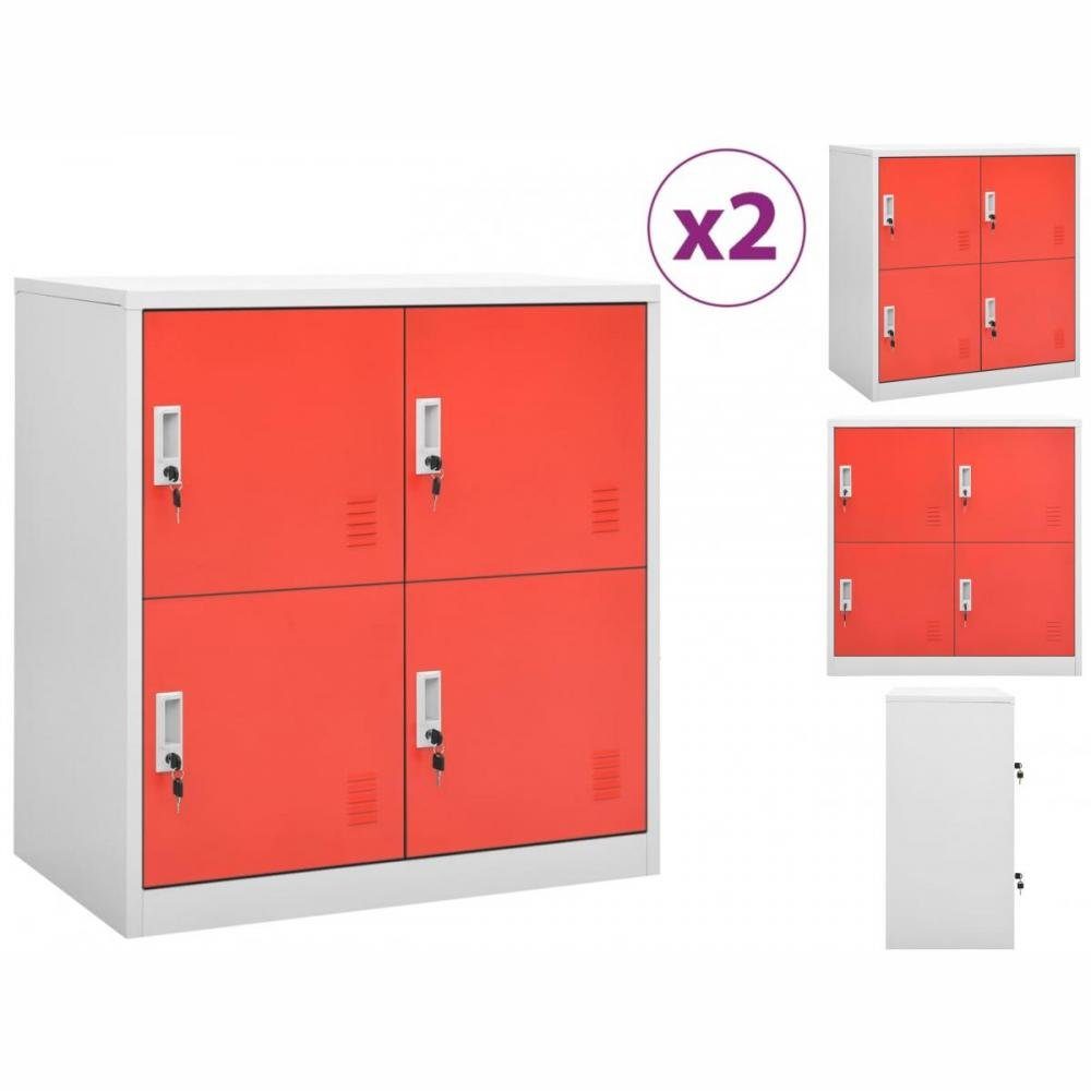 vidaXL Aktenschrank Schließfachschränke 2 Stahl und Hellgrau Stk Rot 90x45x92,5 cm