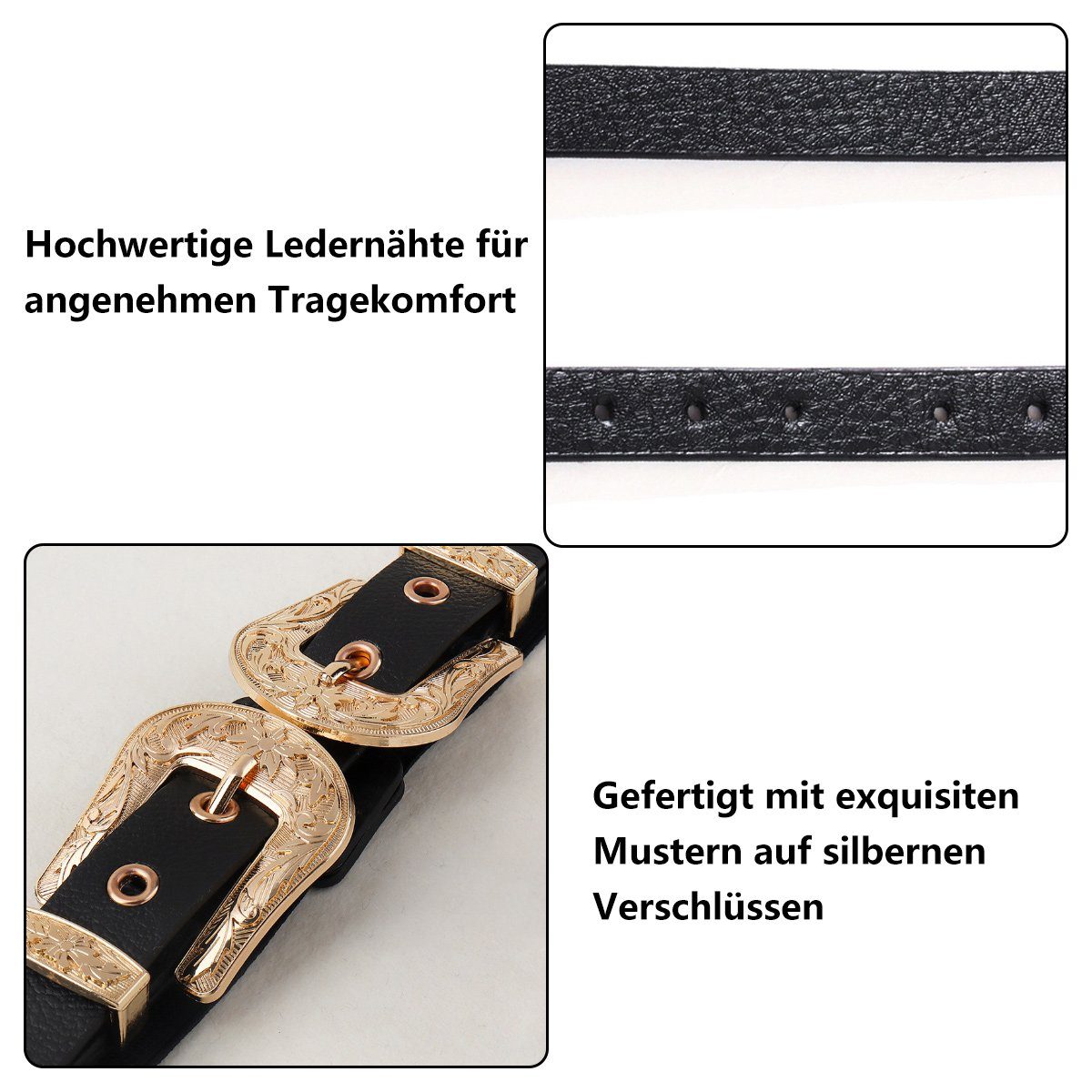 Schwarz2 Westerngürtel Damen,Vintage-Design Jormftte Damen Taillengürtel für Ledergürtel,gürtel für