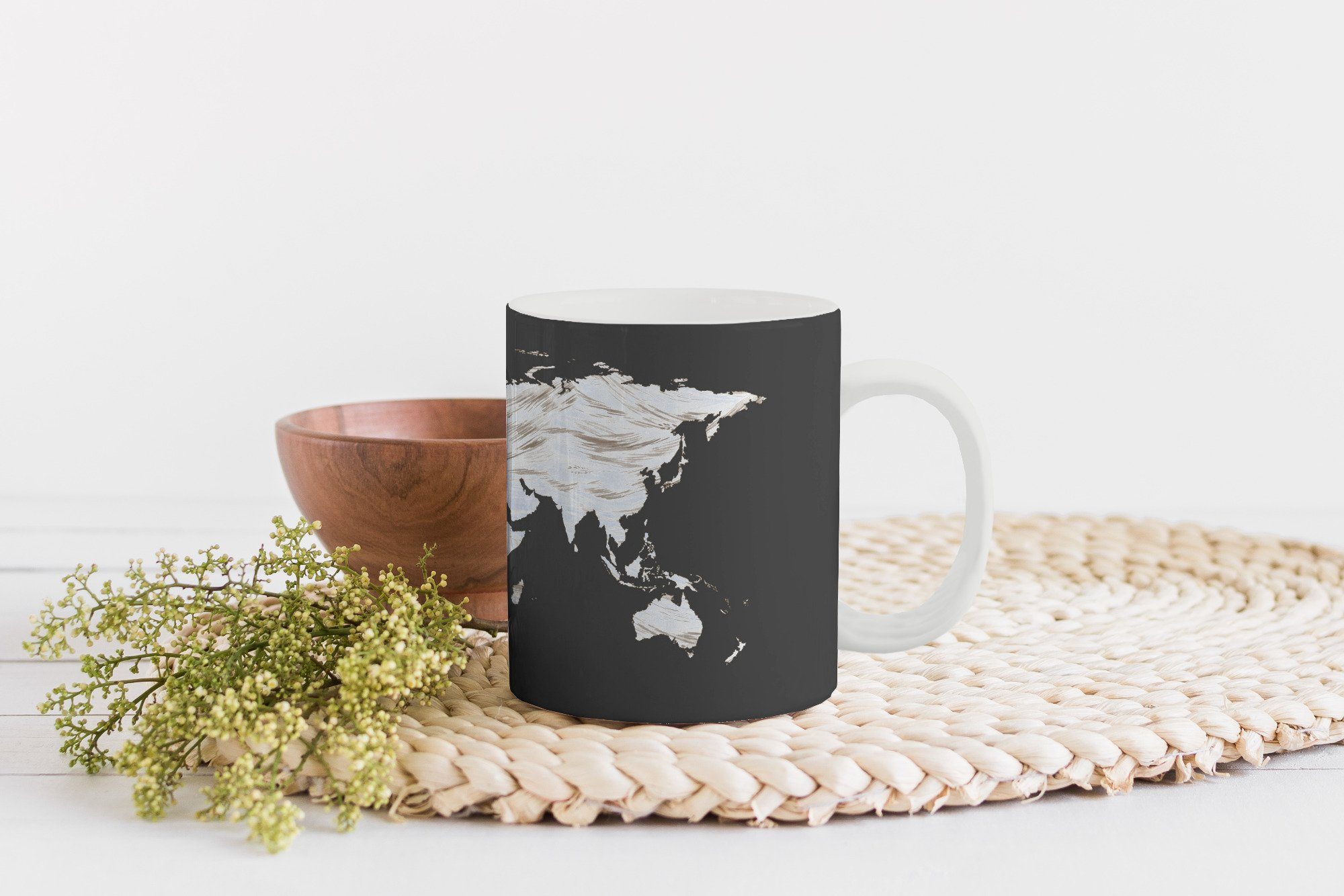 Teetasse, Kaffeetassen, Becher, Keramik, - Weltkarte Farbe MuchoWow - Teetasse, Geschenk weiß, Tasse