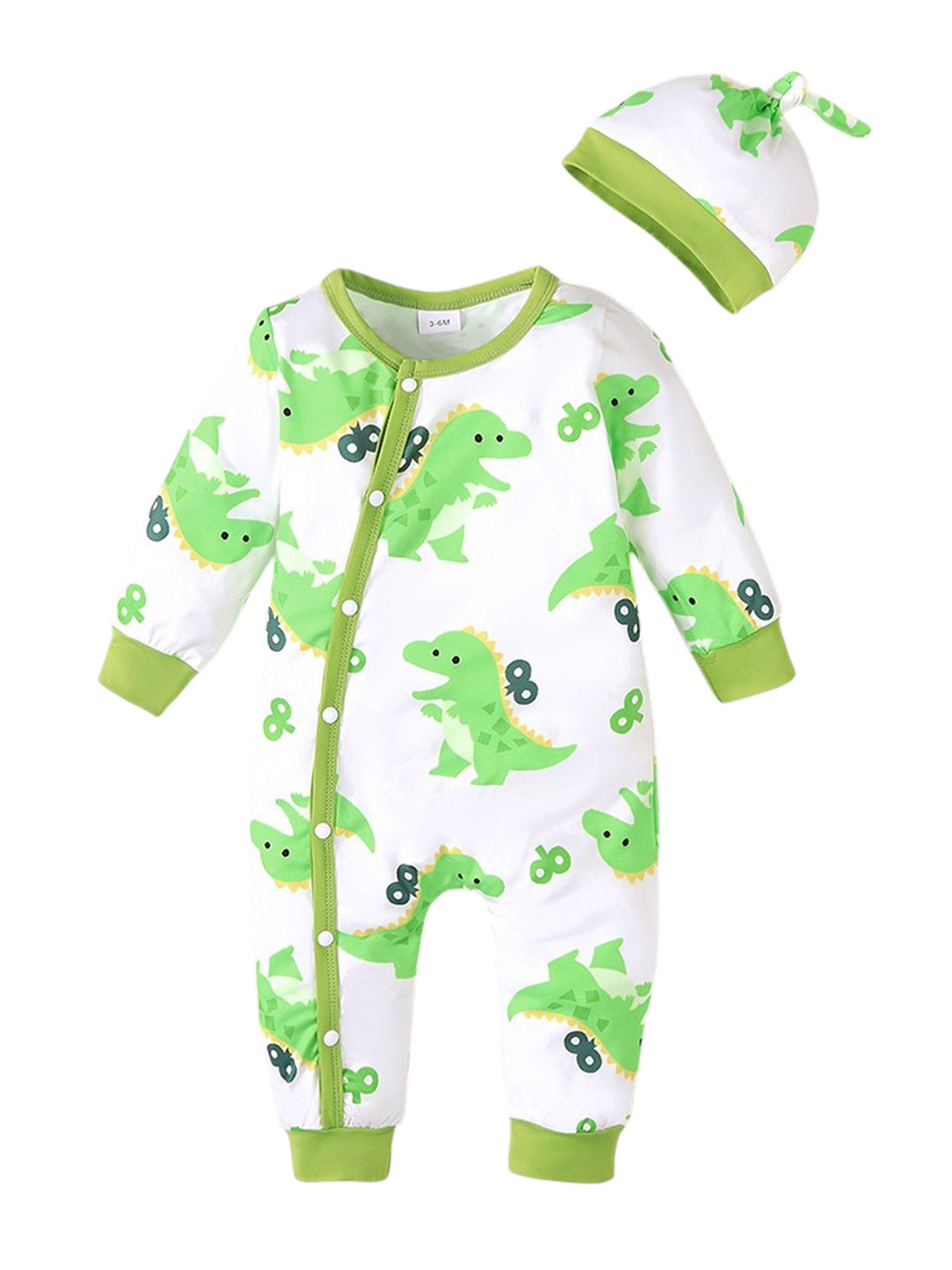 Gluckids Ползунки Jungen Baby-Strampler mit Druck, Langarm Overall & Mütze, Babykleidung (2-tlg) Tier-& Auto-Print Baby-Set, Alltags Casual Basics-Set, Frühling/Herbst