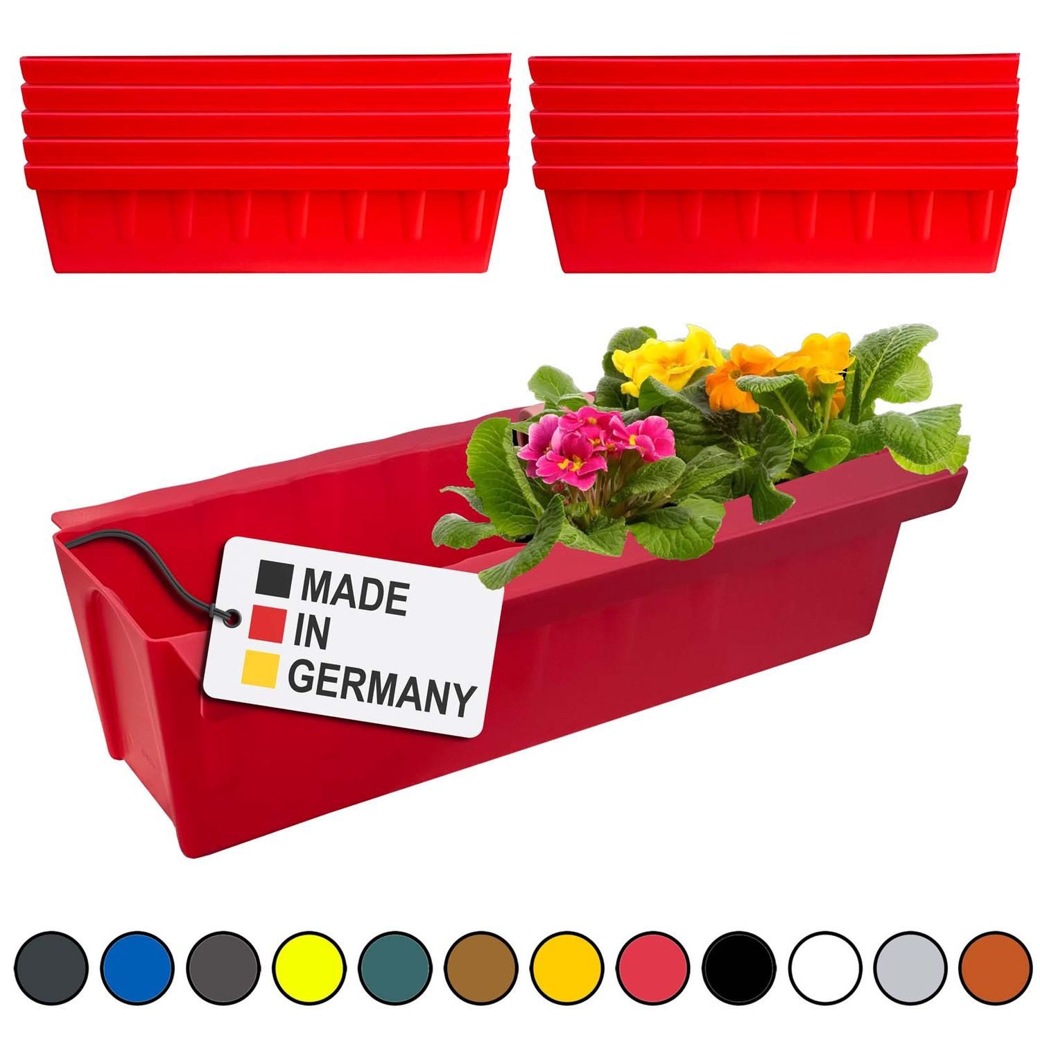 BURI Blumenkasten Europaletten Blumenkasten Rot 10er-Set zum Anhängen Pflanzkasten