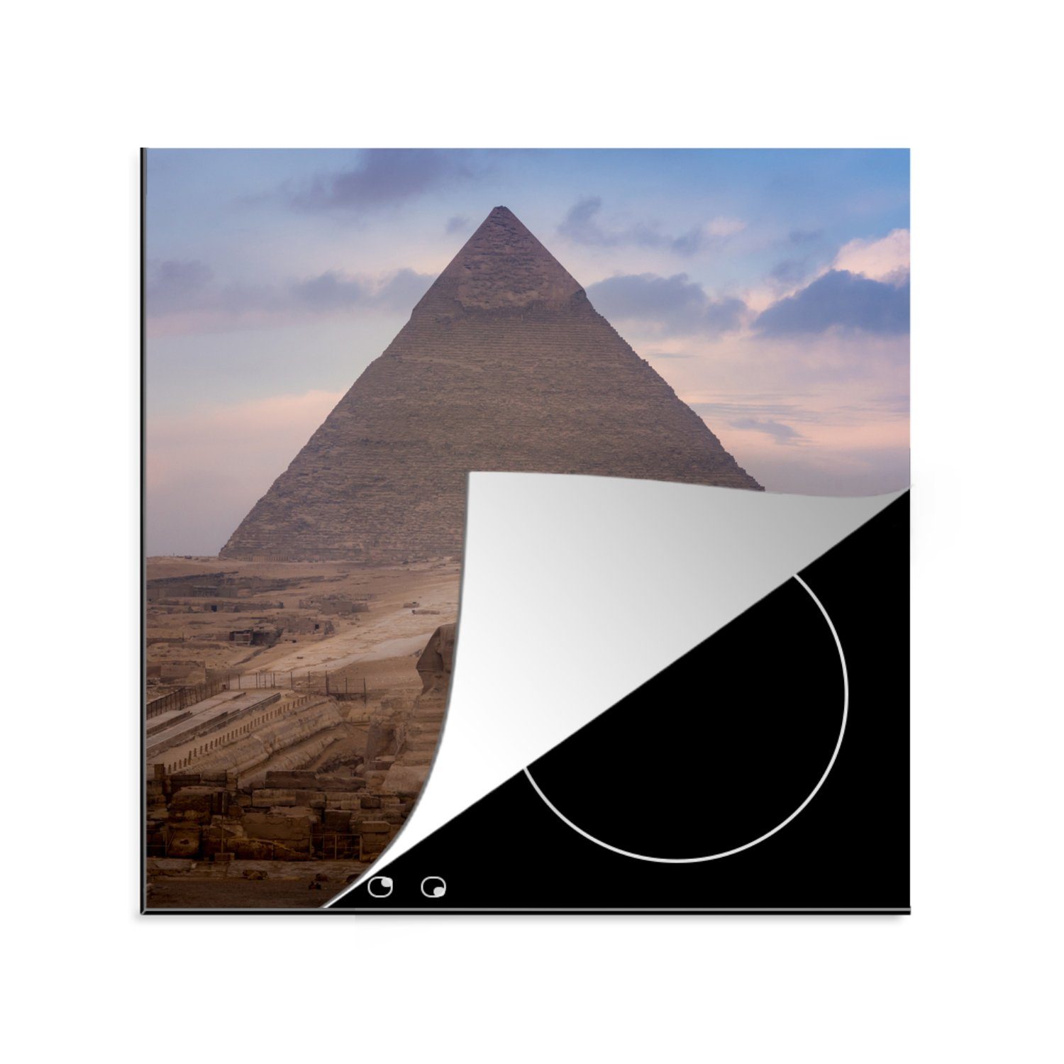 küche der Ceranfeldabdeckung, - Herdblende-/Abdeckplatte (1 Pyramide für von Arbeitsplatte MuchoWow Frontansicht tlg), Kairo Vinyl, Ägypten, cm, 78x78