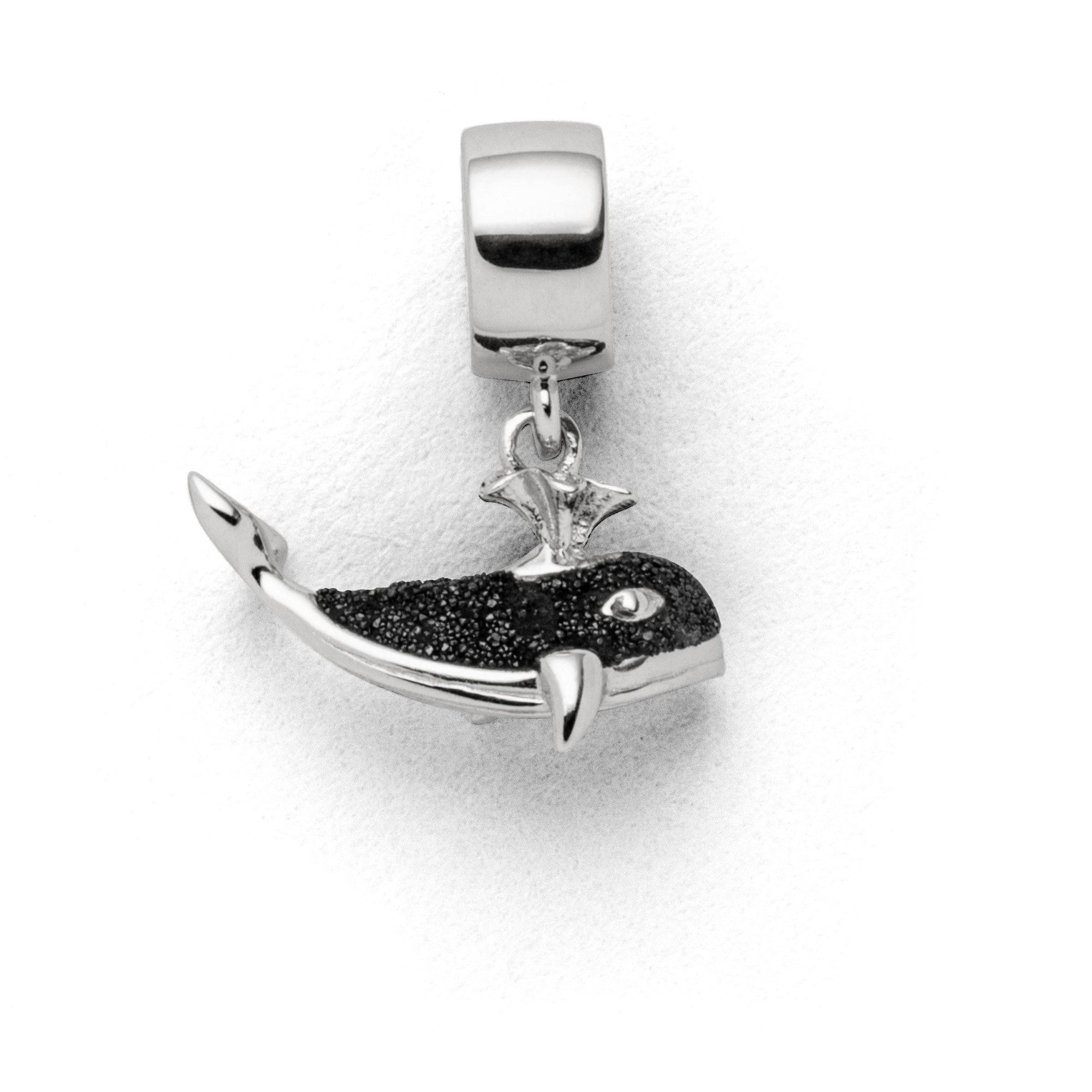 DUR Bead Charm F283 – Bead-Anhänger „Walfisch“ mit Lavasand, 925er Silber, 15 mm, mit Öse
