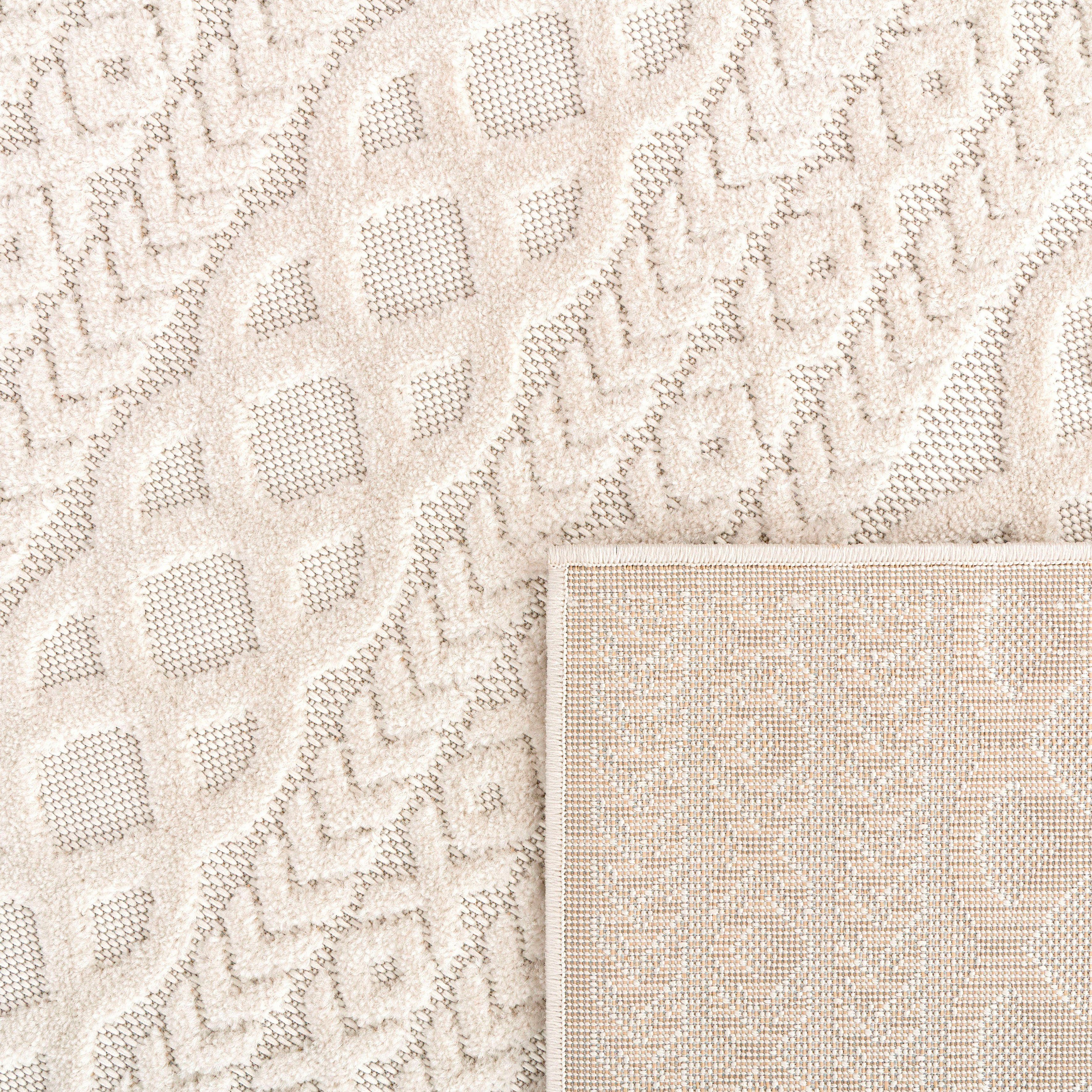 Paco Home Teppich Cotton 231, rechteckig, Höhe: 6 mm, Uni-Farben, Hoch-Tief Effekt, boho, In- und Outdoor geeignet