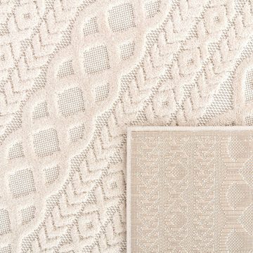 Teppich Cotton 231, Paco Home, rechteckig, Höhe: 10 mm, Uni-Farben, Hoch-Tief Effekt, boho, In- und Outdoor geeignet