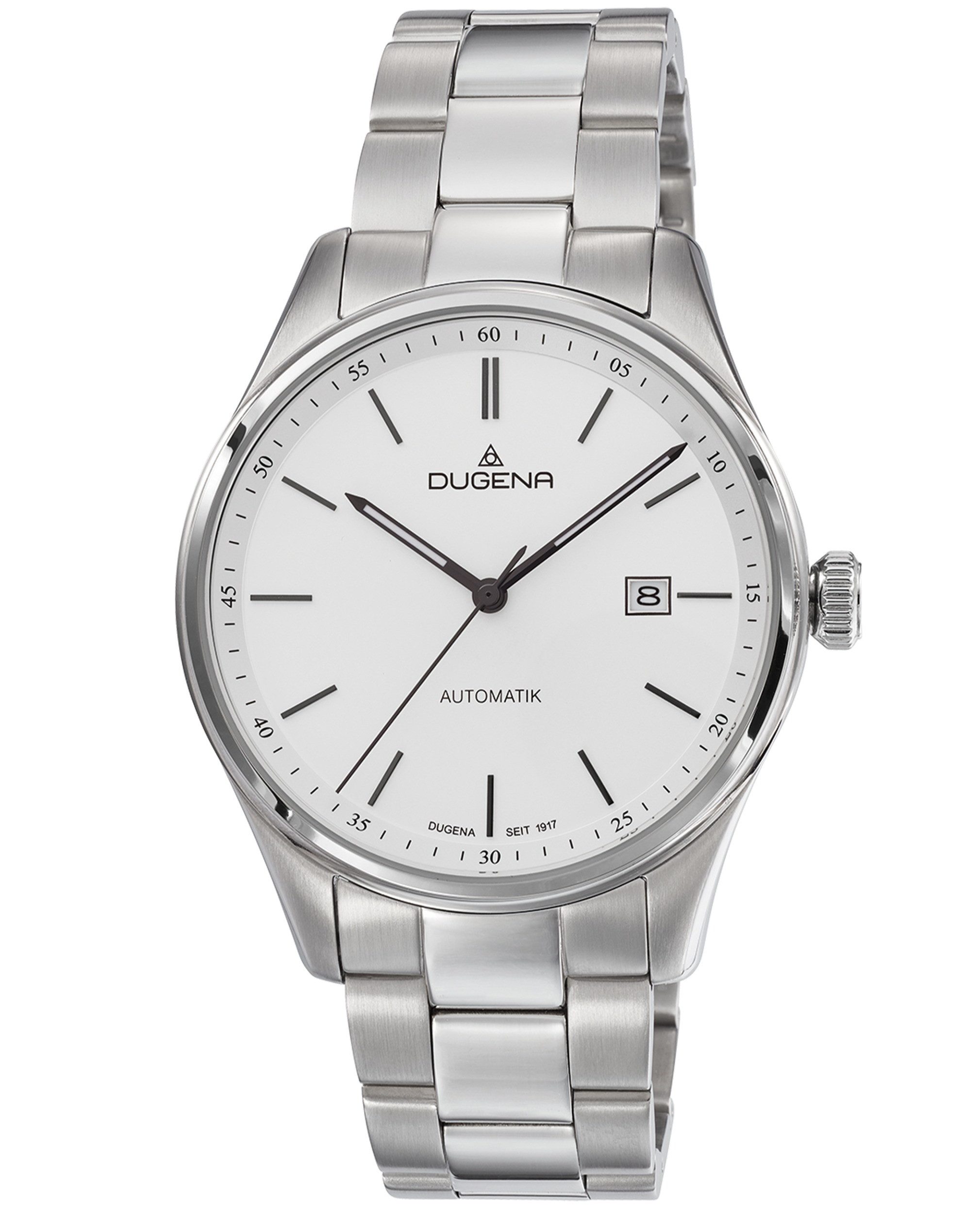 Dugena Automatikuhr Dugena Herren-Uhr Milano Weiß Automatik Edelstahl-Armband 4461013