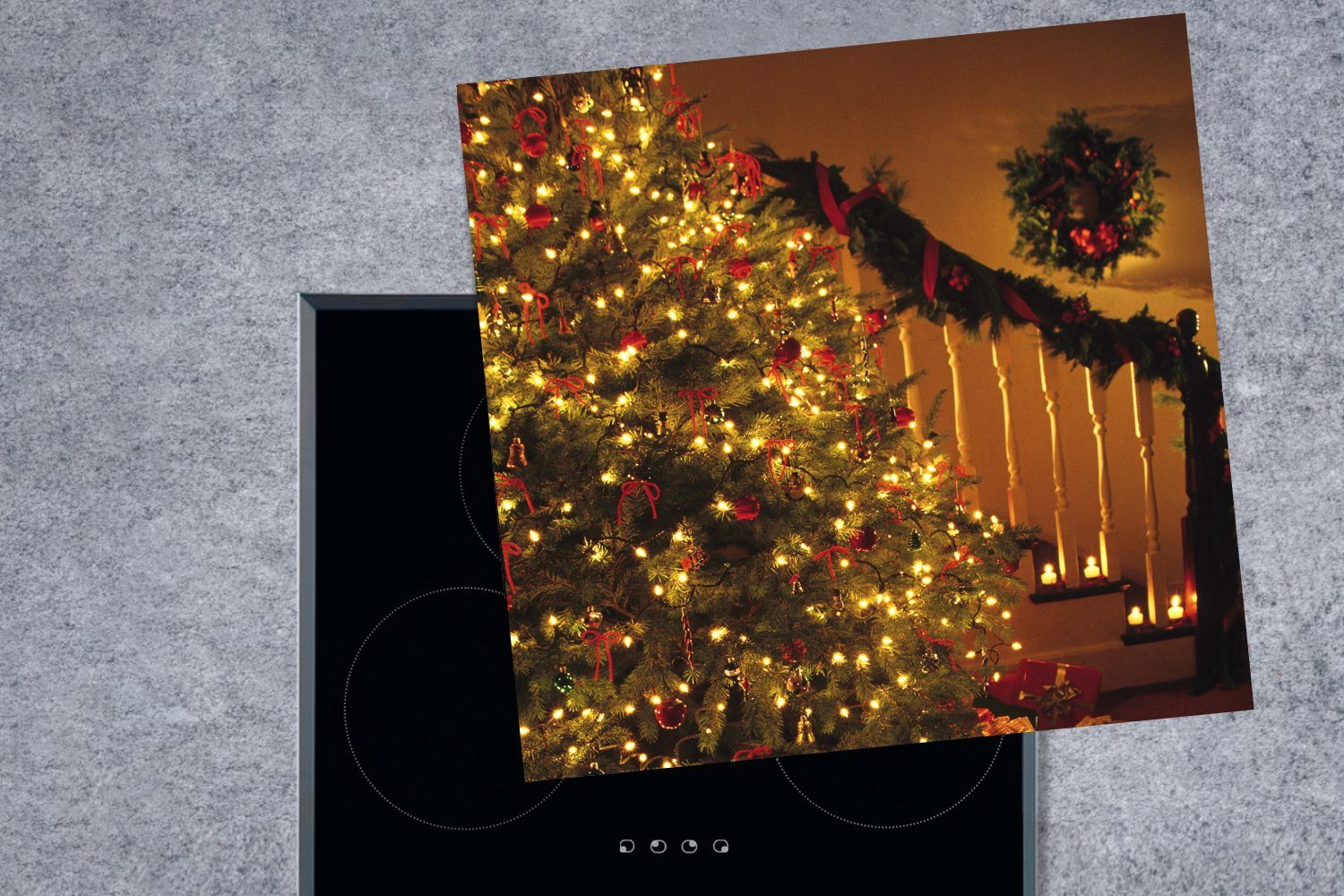 MuchoWow Herdblende-/Abdeckplatte Weihnachten für Vinyl, Weihnachtsbaum - cm, - (1 78x78 tlg), Arbeitsplatte Weihnachtsschmuck, küche Ceranfeldabdeckung