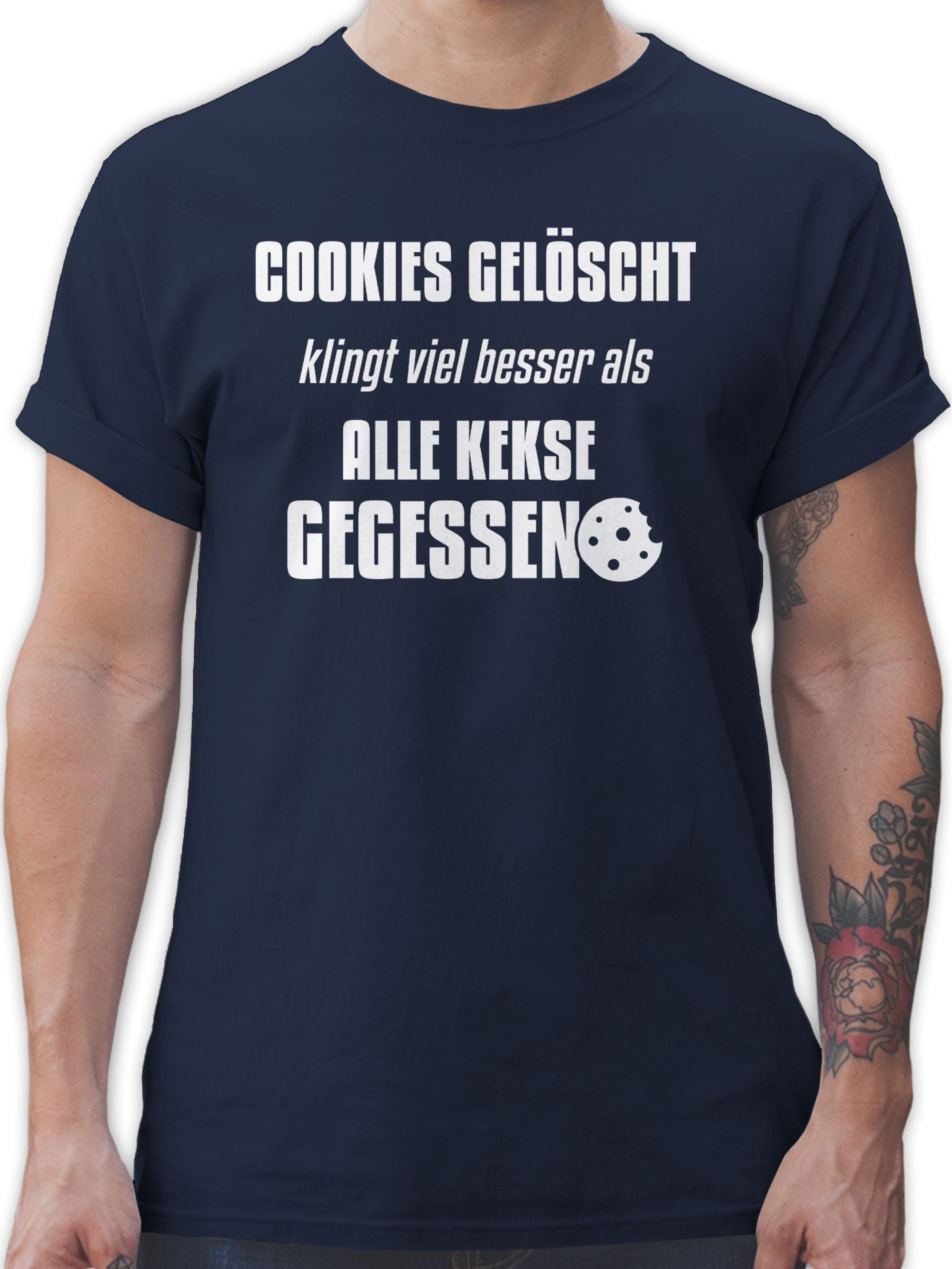 Blau 3 Cookies Shirtracer Geschenke gelöscht Nerd Navy T-Shirt