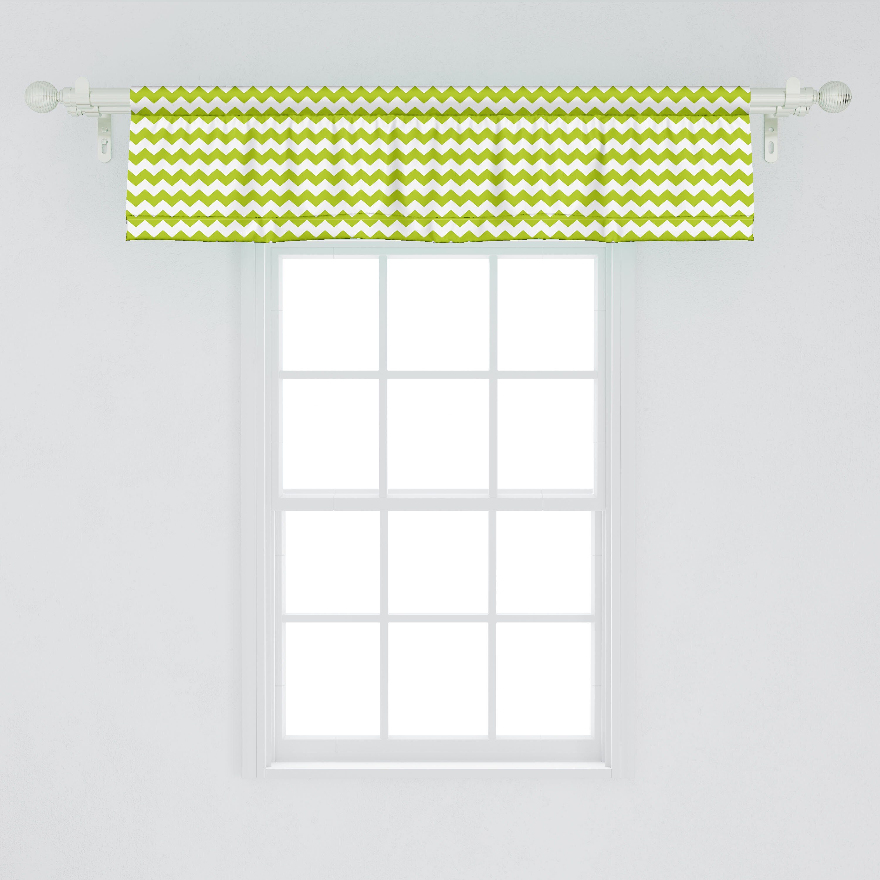 Scheibengardine Vorhang Zigzags Zusammenfassung Microfaser, Abakuhaus, Volant Schlafzimmer mit Küche Dekor Stangentasche, Winkel Zweifarbige für