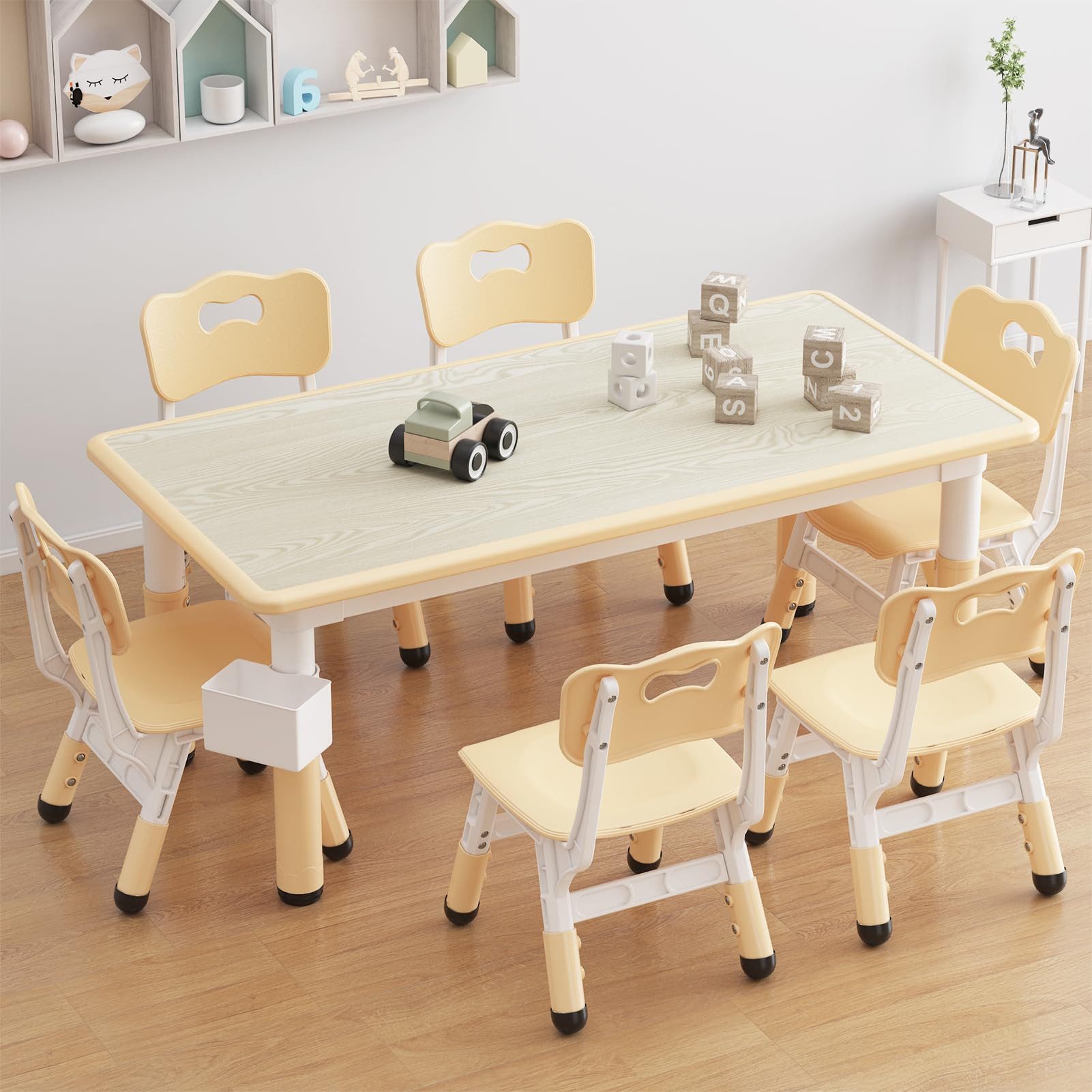 GarveeMore Kindersitzgruppe Kindertisch und 6 Stühle günstig online kaufen