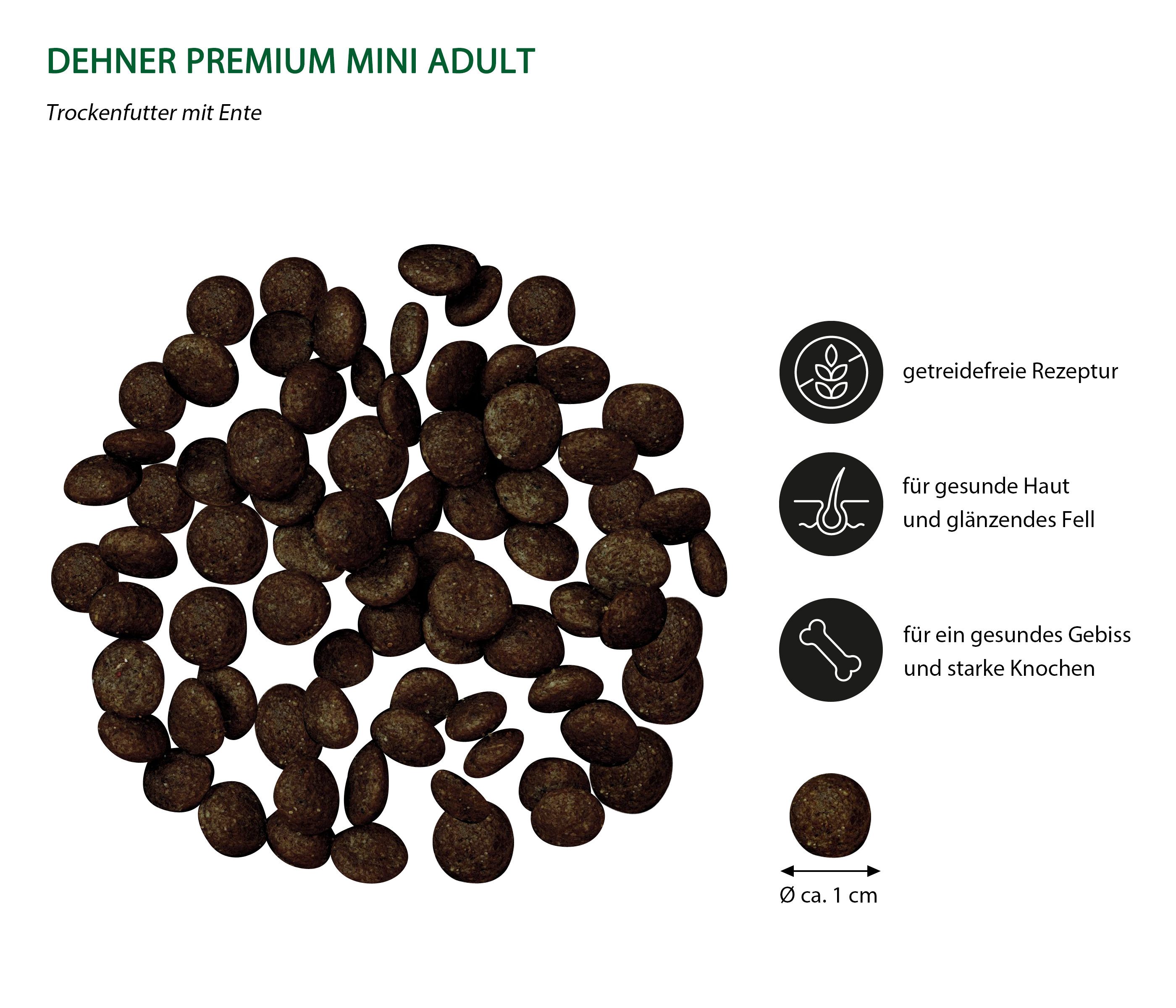 Dehner Premium Mini Adult Ente / Lamm / Kartoffel, 4 kg / 8 kg, getreidefrei Ente, Trockenfutter für: Hunde, Trockenfutter für ausgewachsene Hunde kleiner Rassen