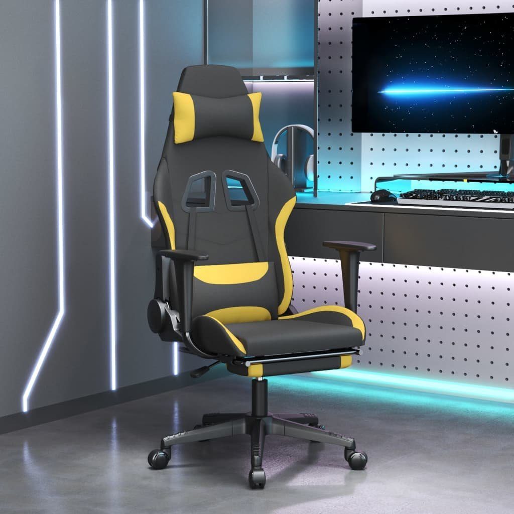 furnicato Gaming-Stuhl Schwarz Gelb 64x60x(117-127) cm mit Stoff und (1 St)