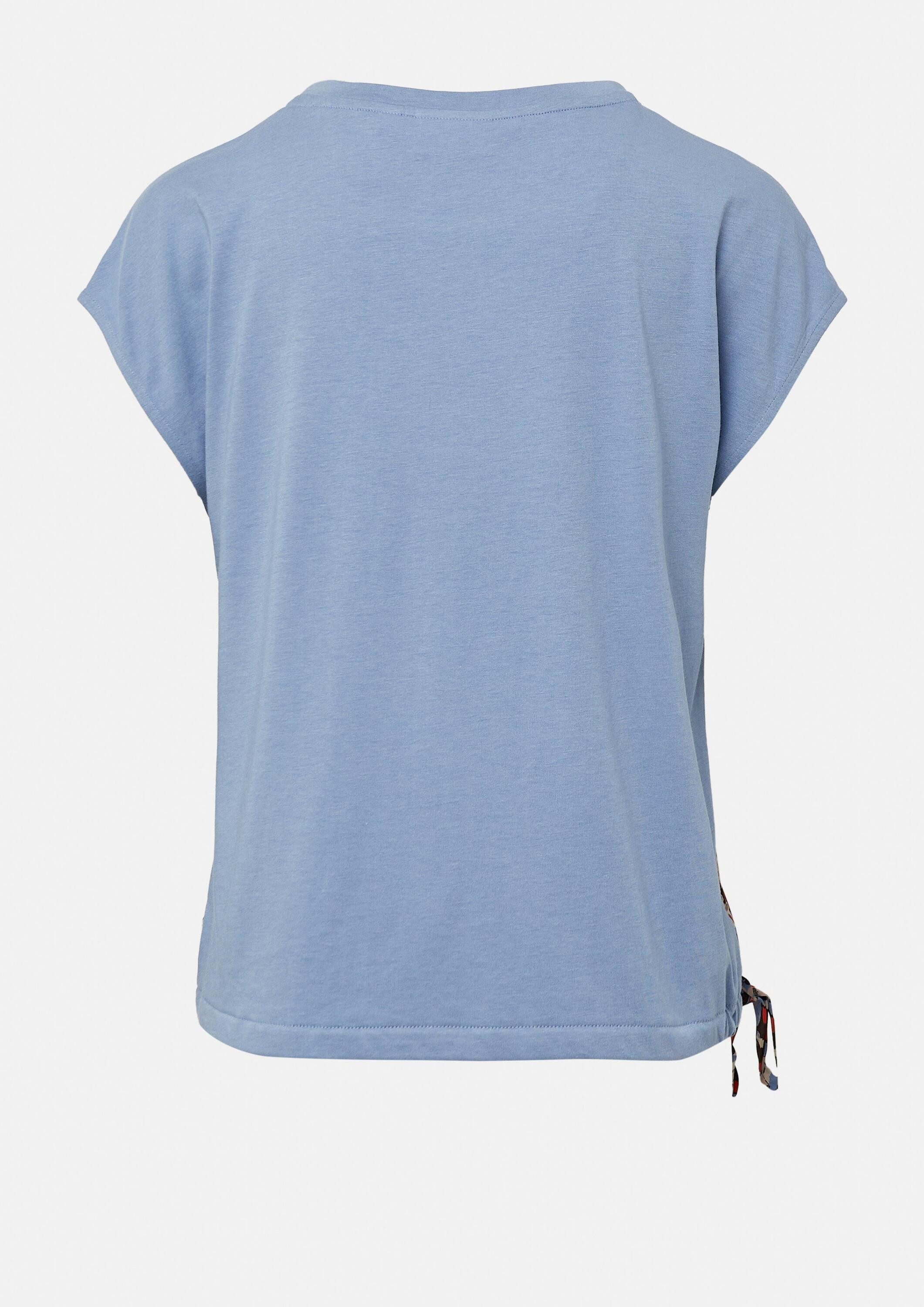 comma Kurzarmshirt T-Shirt Blusenshirt im Fabricmix mit Knotendetail
