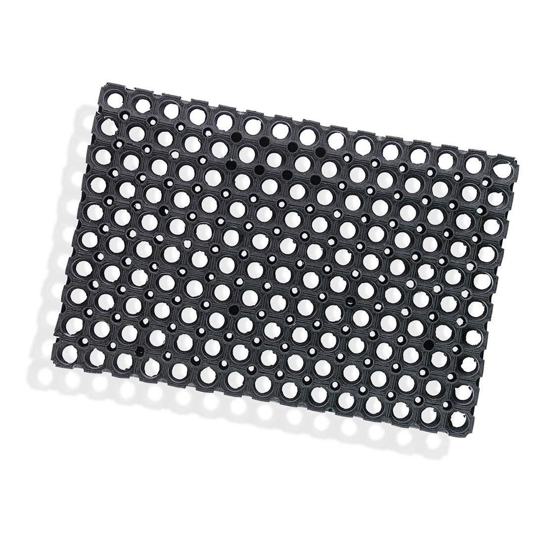 Nölle Fußmatte Ringmatte Gummi Schwarz 400x600x16mm 1 Stück, Bodenmatte Antirutschmatte Schmutzfangmatte