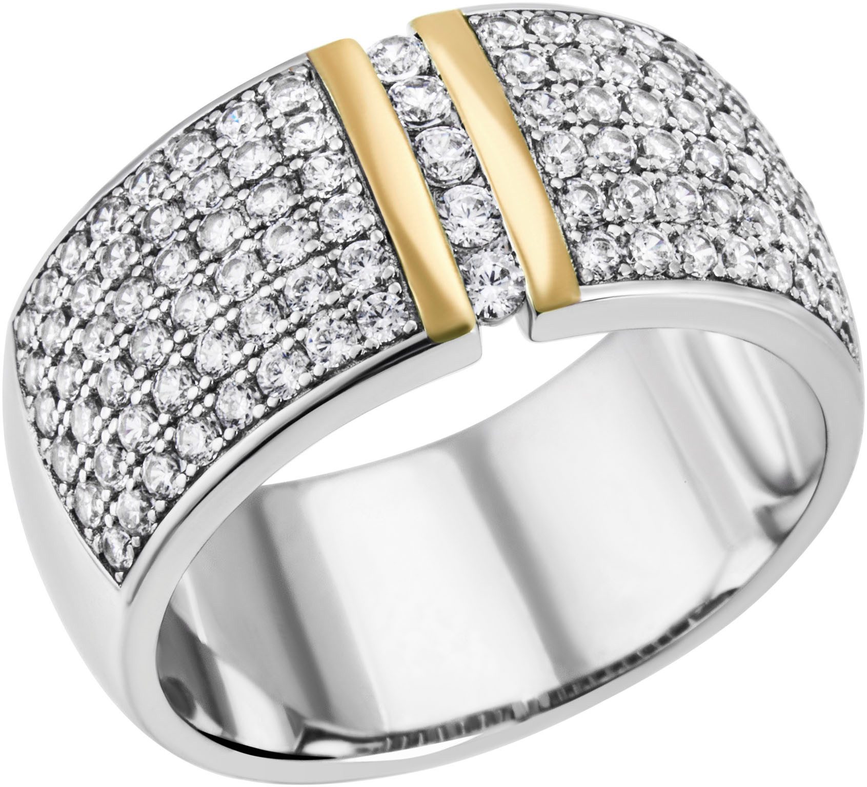 Firetti Fingerring Schmuck Geschenk Silber 925 Silberring Ring Bicolor, mit Zirkonia (synth)