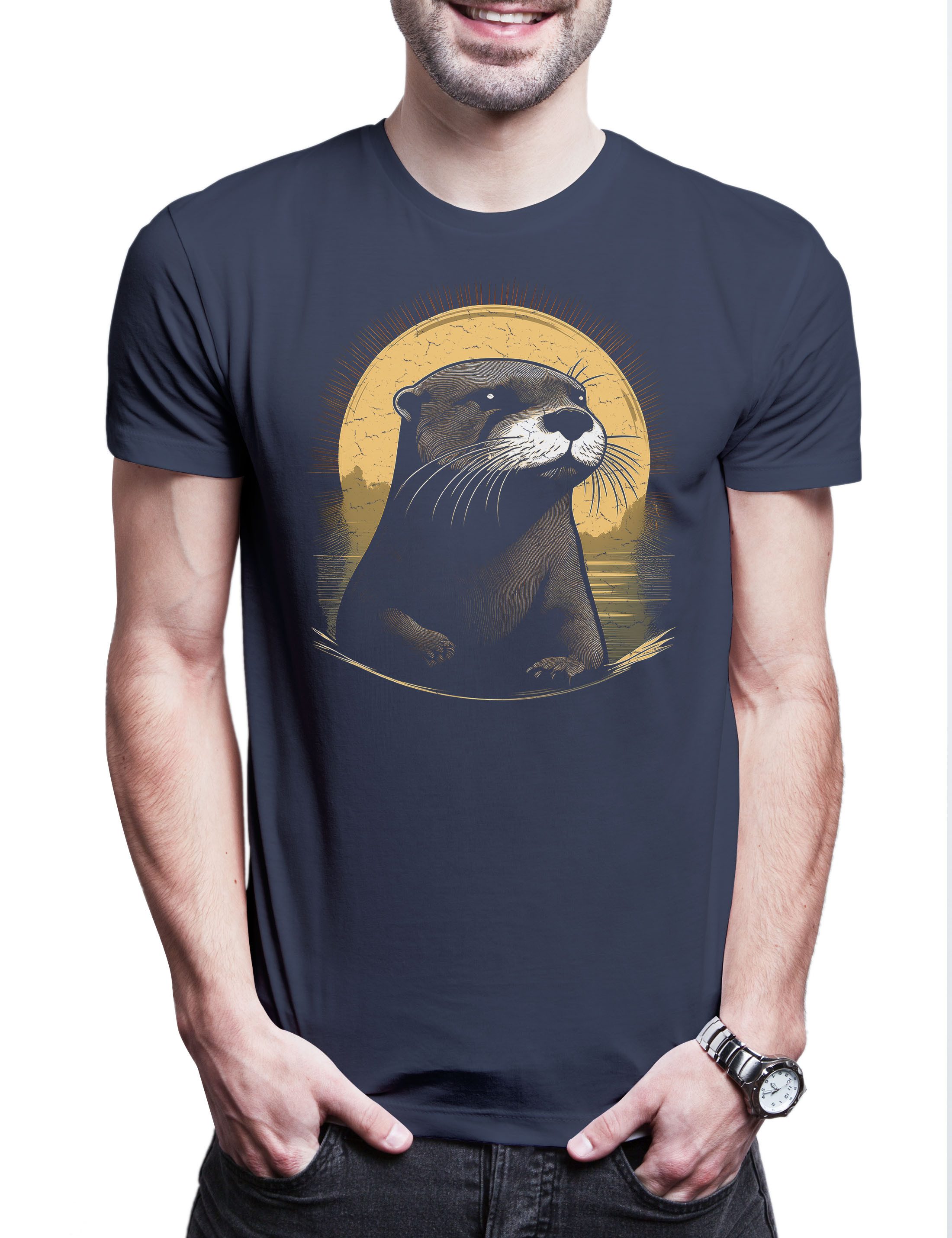 Print-Shirt Otter B Herren T-Shirt Sweet Wildlife lontra Nutria Fischotter