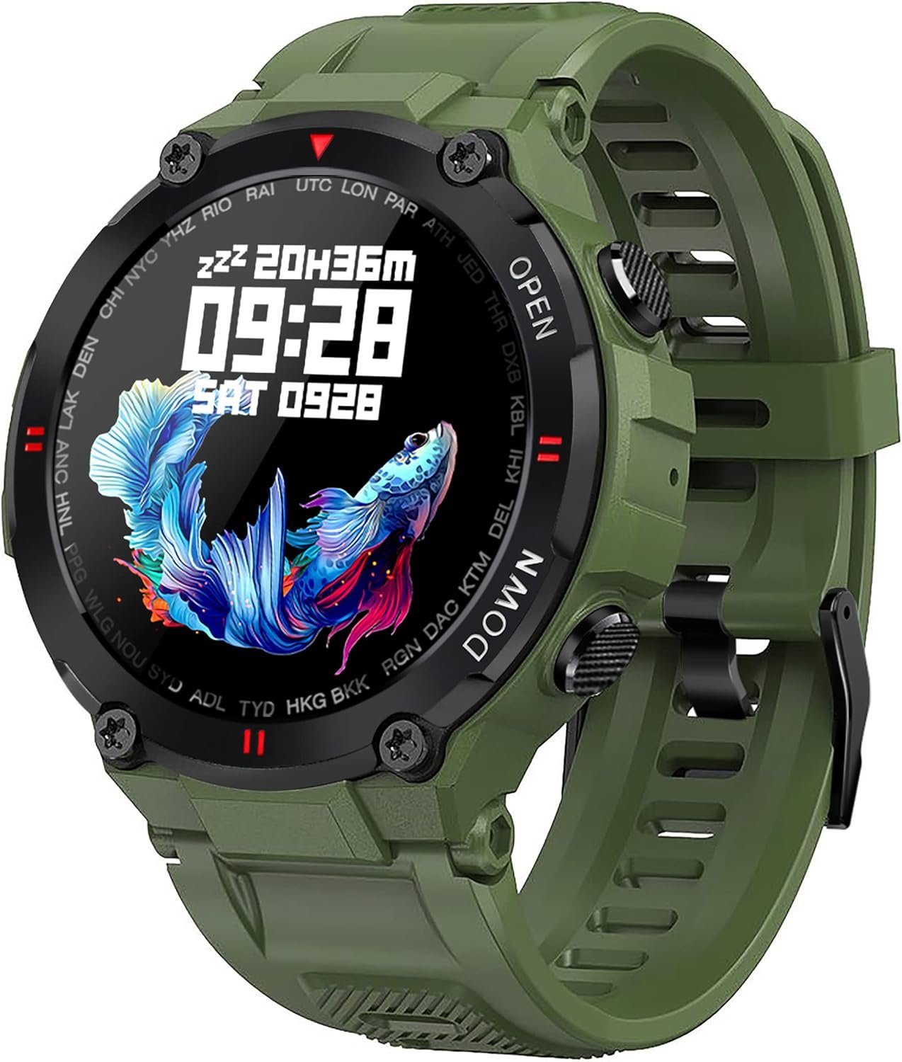 findtime Smartwatch (1,28 Zoll, Android iOS), Telefonieren Gesundheitsuhr  Sportuhr Militär Uhr mit Telefonfunktion