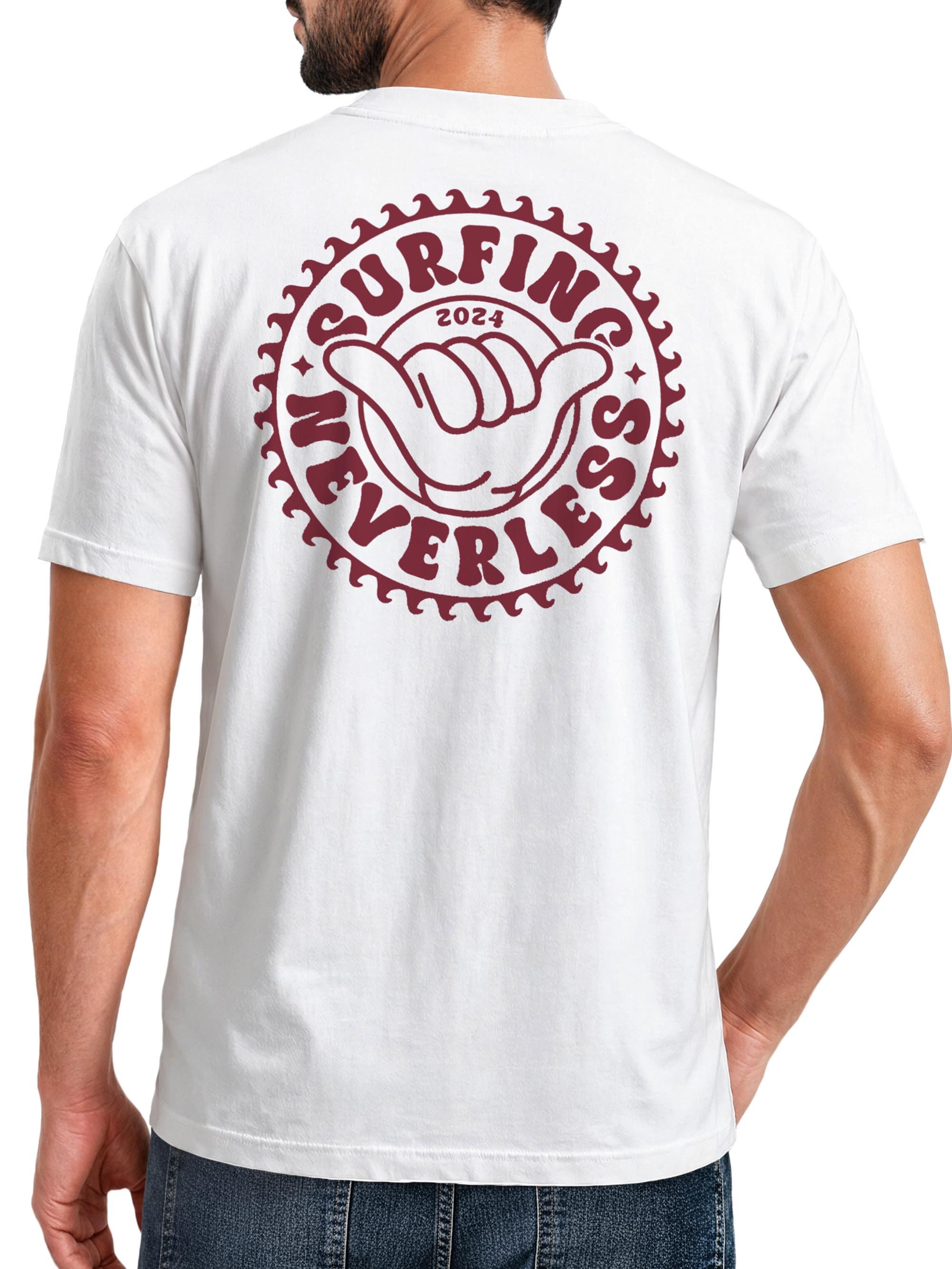 Neverless Herren T-Shirt Surfing Surfer Motiv Hang Loose Sommer Sonne Wellen mit Print