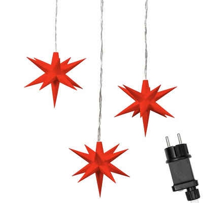 kamelshopping LED Stern »3D Sternlichterkette mit 3 LED-Stern Ø 15 cm«, mit Netzstecker, Timerfunktion, 5 Meter Zuleitung, für Innen- und geschützter Außenbereich
