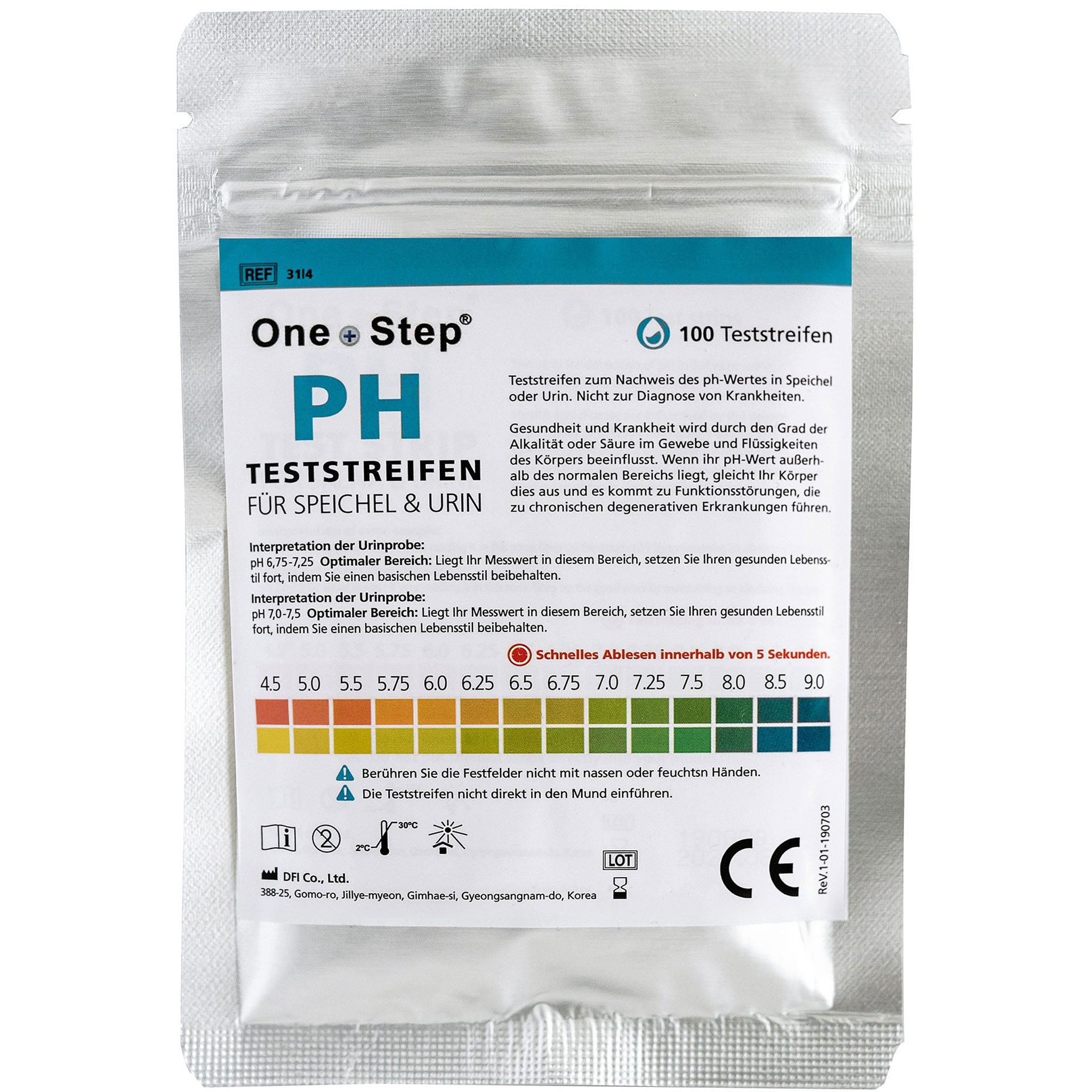 One+Step Intimpflege pH Teststreifen für Urin UND Speichel - zur Ermittlung des ph Werts, 100-tlg.