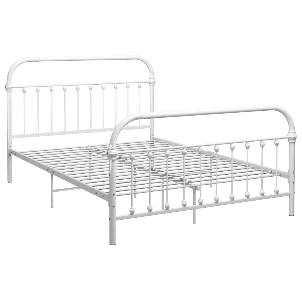 vidaXL Bettgestell 140 x 200 cm Bettgestell Weiß Metall 140x200 cm Bett Bettrahmen Bettge
