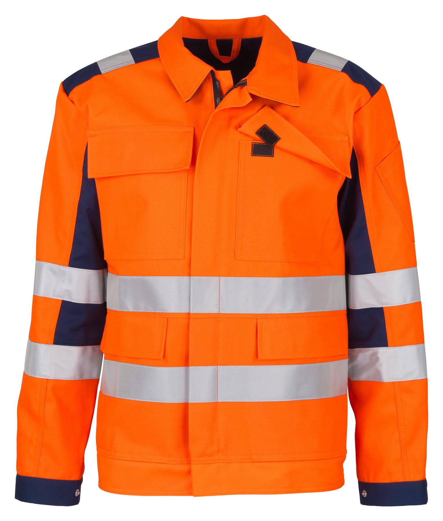 Arbeitsjacke beb HANDWERK Herren Bundjacke WARNSCHUTZ Baumwollmix Orange/Marine