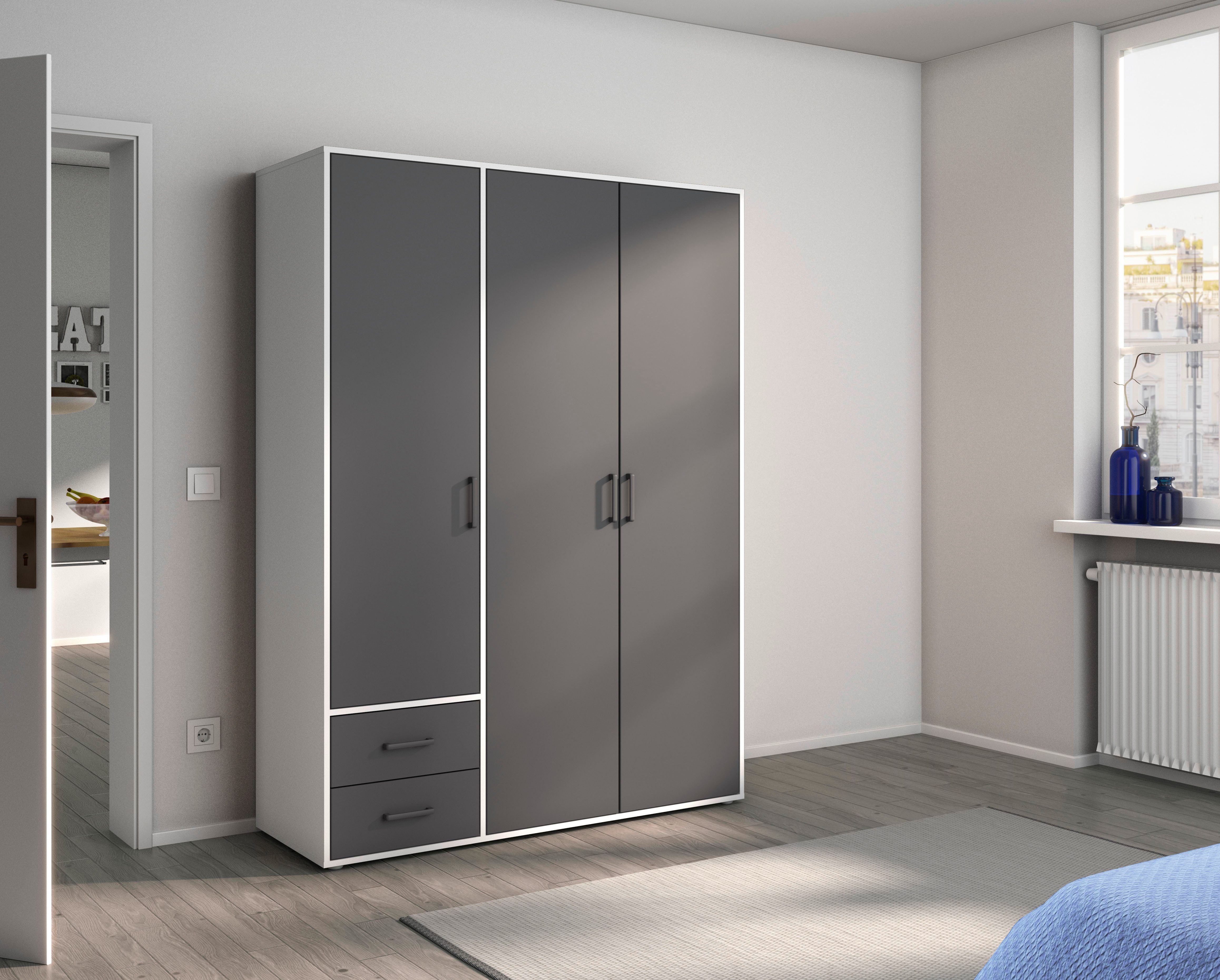 rauch Drehtürenschrank Kleiderschrank Schrank Garderobe Wäscheschrank VOYAGER (in 3 verschiedenen Ausstattungen BASIC/CLASSIC/PREMIUM) mit 2 modernen Griffvarianten, mit Außenschubladen MADE IN GERMANY