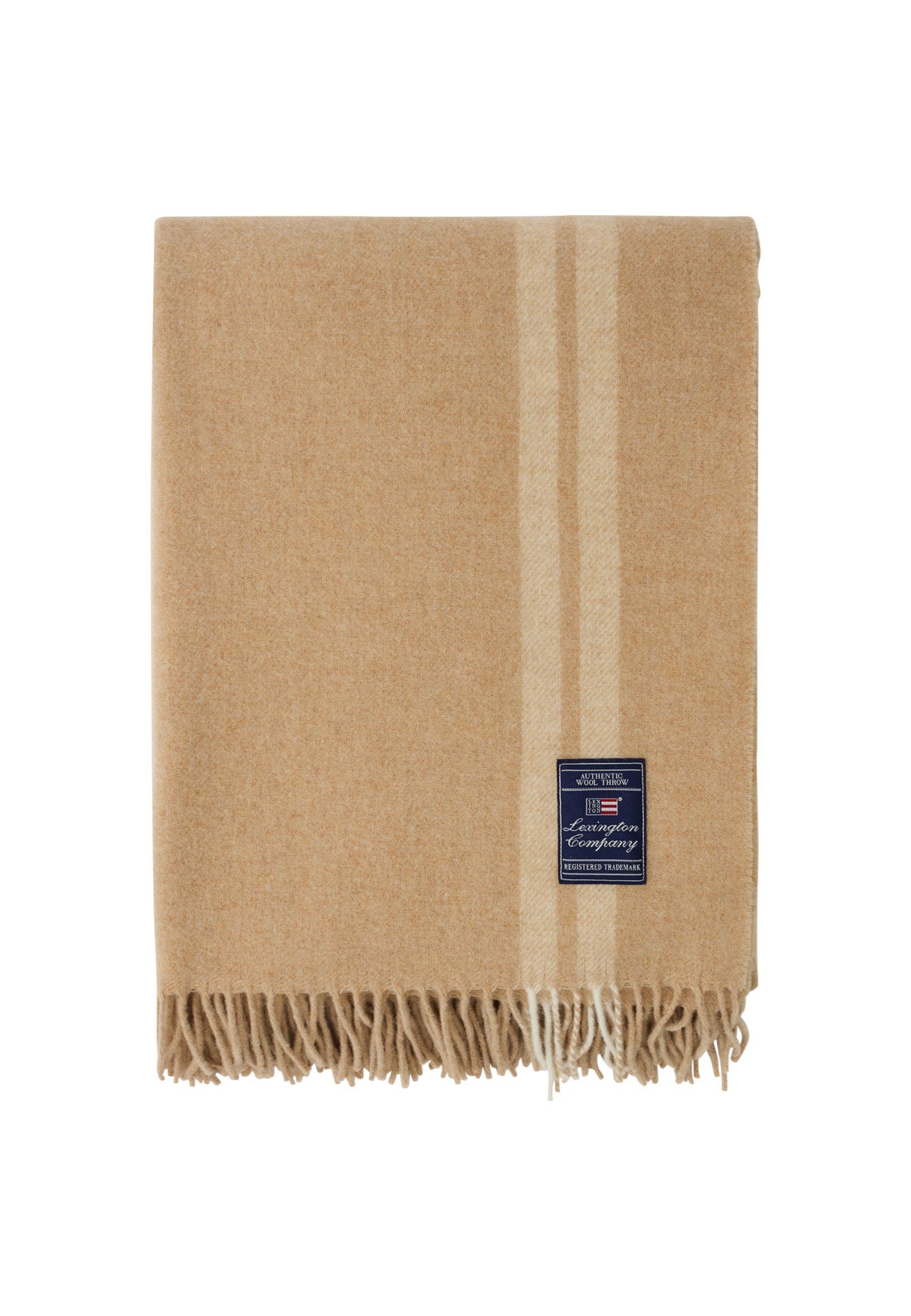 Plaid Wool Side Striped Throw, beige/white Recycled Lexington