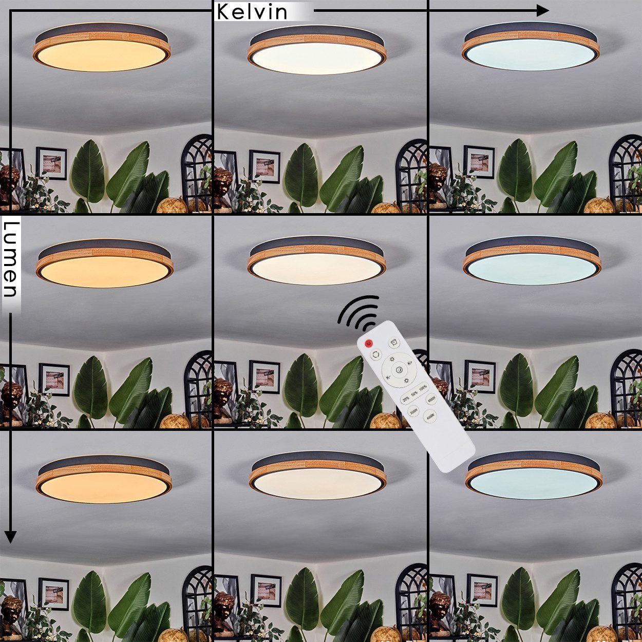 hofstein Deckenleuchte Deckenlampe aus Metall/Holz/Kunststoff in günstig online kaufen