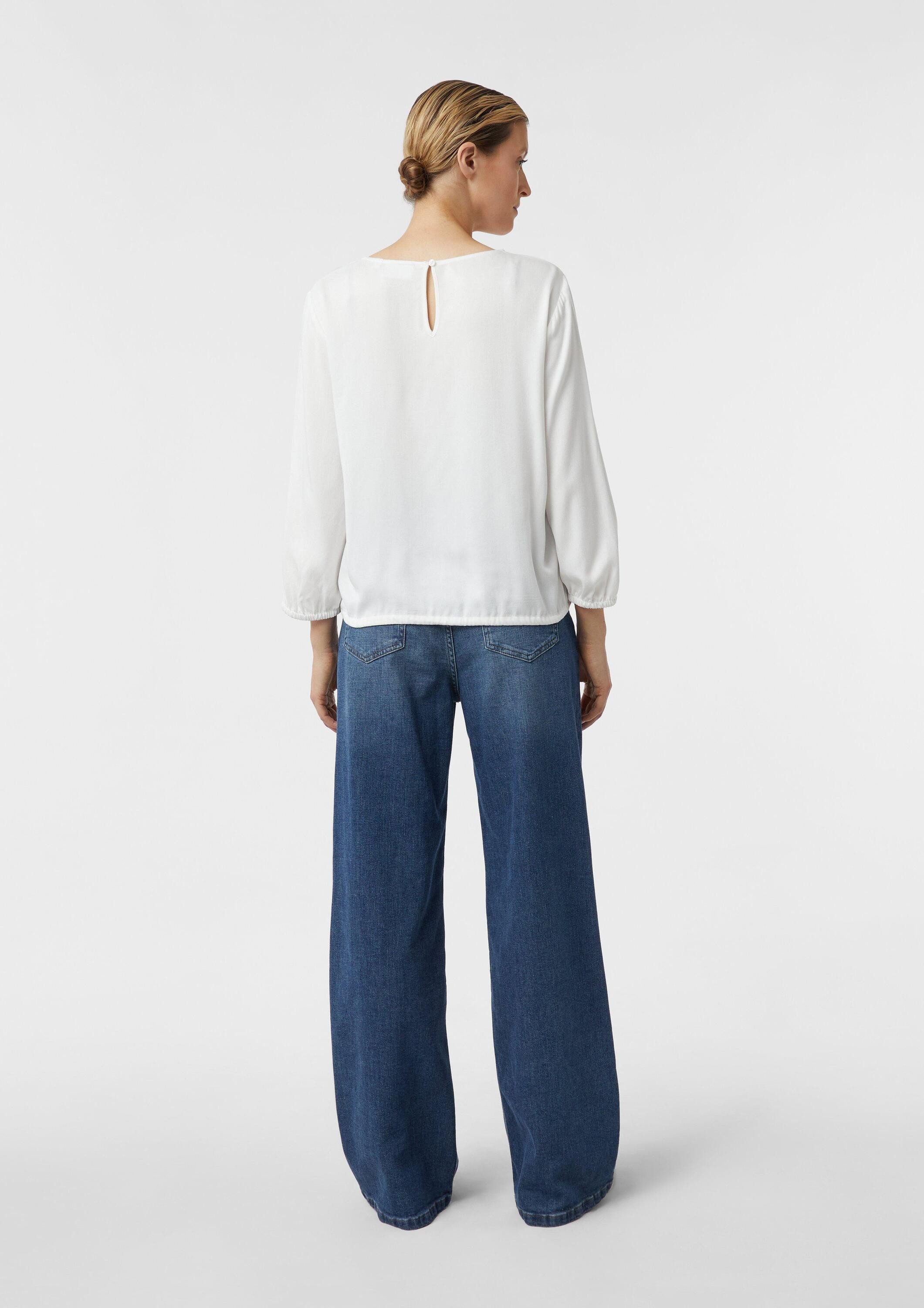 comma Kurzarmbluse Bluse Viskosebluse mit Tunnelzug am Bund