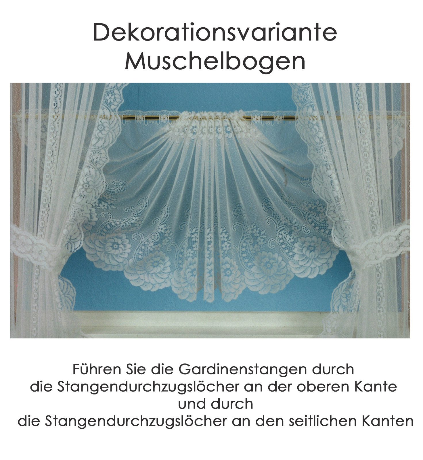 heimtexland Scheibengardine Jacquard Gardine halbtransparent Blumen Bordüre (1 St), Stangendurchzug, halbtransparent, Jacquard, inkl. Satinband I Deko als Schwa – Bild 4 von 5