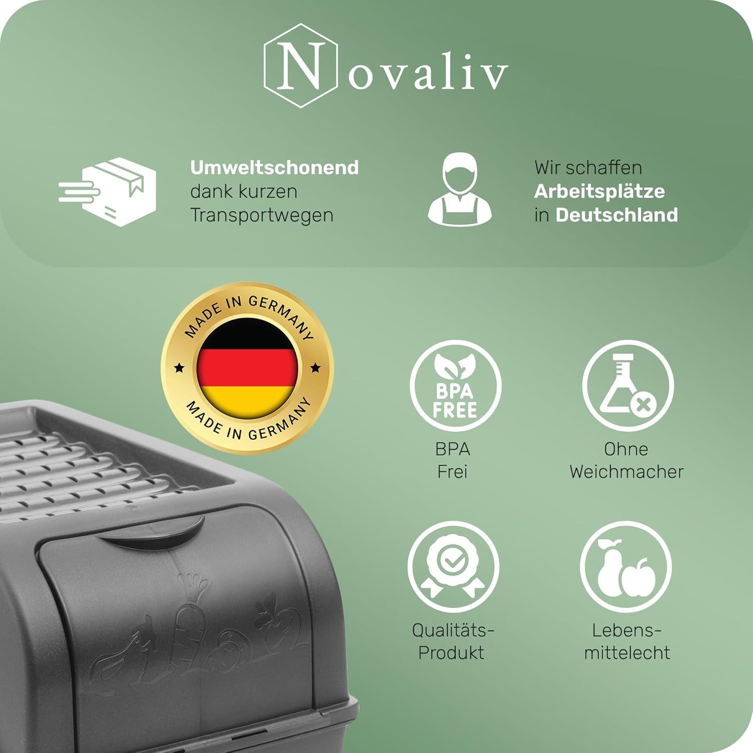 Novaliv Aufbewahrungsbox 19710-3xStuck (3 St), Kartoffel Aufbewahrungsbox 3x klein 3,5L ANTHRAZIT GRAU Zwiebelb – Bild 5 von 5