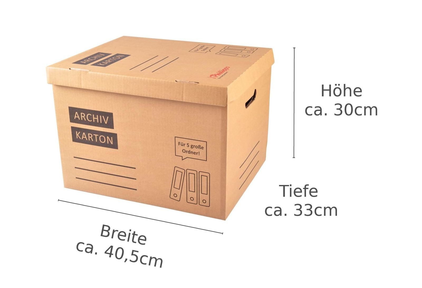 BURI Aufbewahrungsbox 1 Archivkarton für 5 Aktenordner Umzugskarton Aktenkarton Aufbewahrung