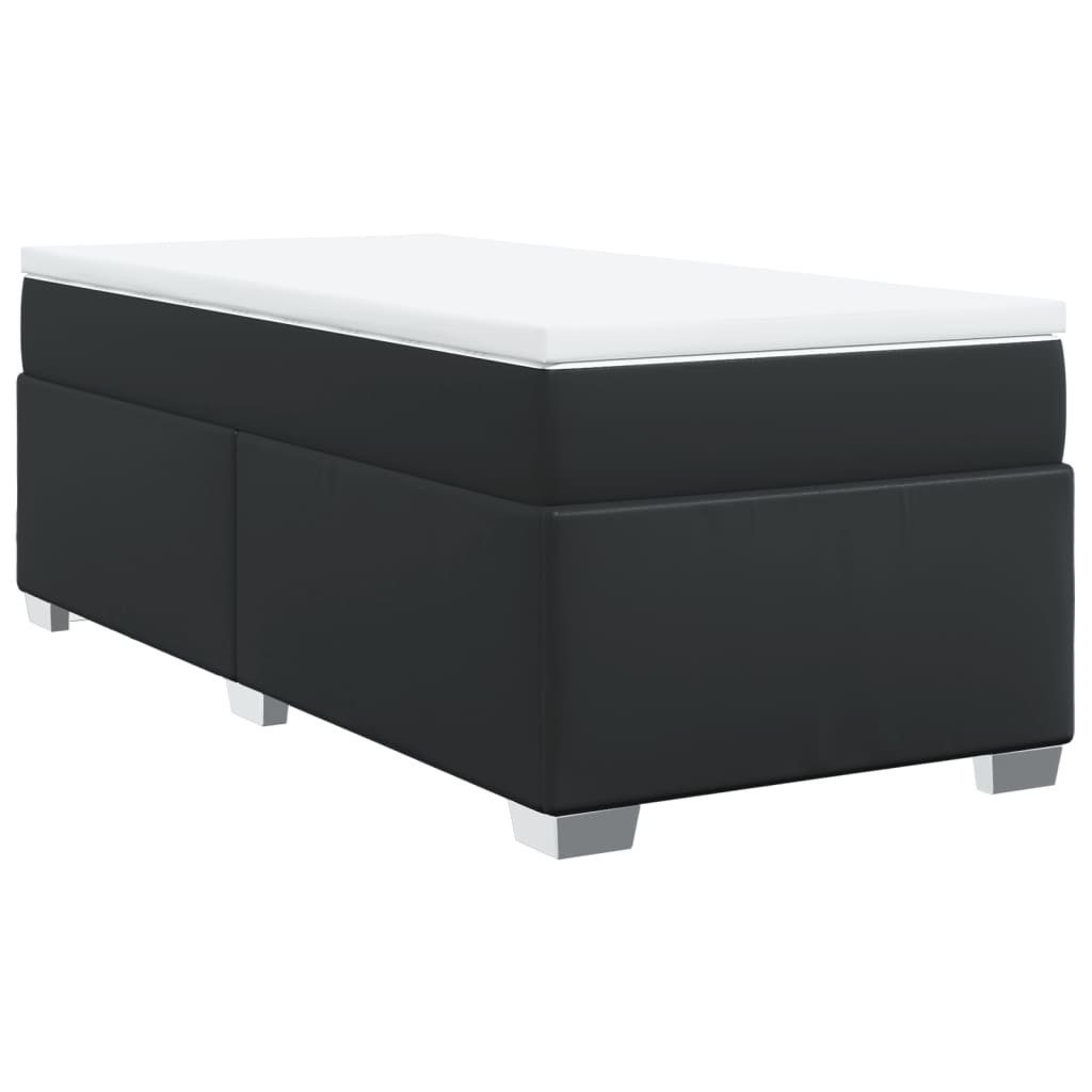 vidaXL Bett Boxspringbett mit Matratze Schwarz 90x200 cm Kunstleder