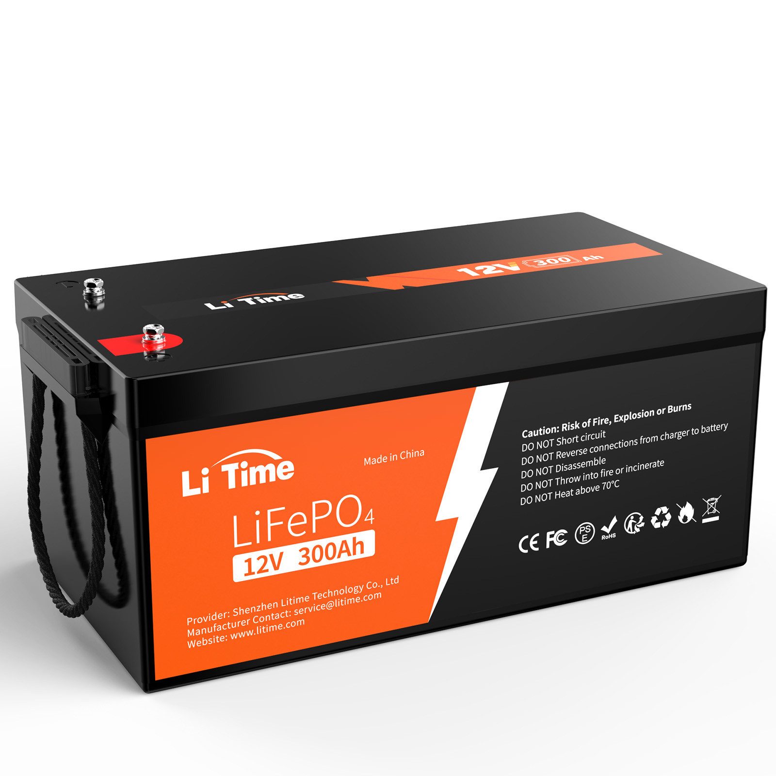 LiTime LiTime 12V 300Ah Lithium Batterie mit BMS LiFePO4 3840Wh Solarakkus (12 V), IP65, Solarstromspeicher für Wohnmobil, Notstromversorgung, Boot