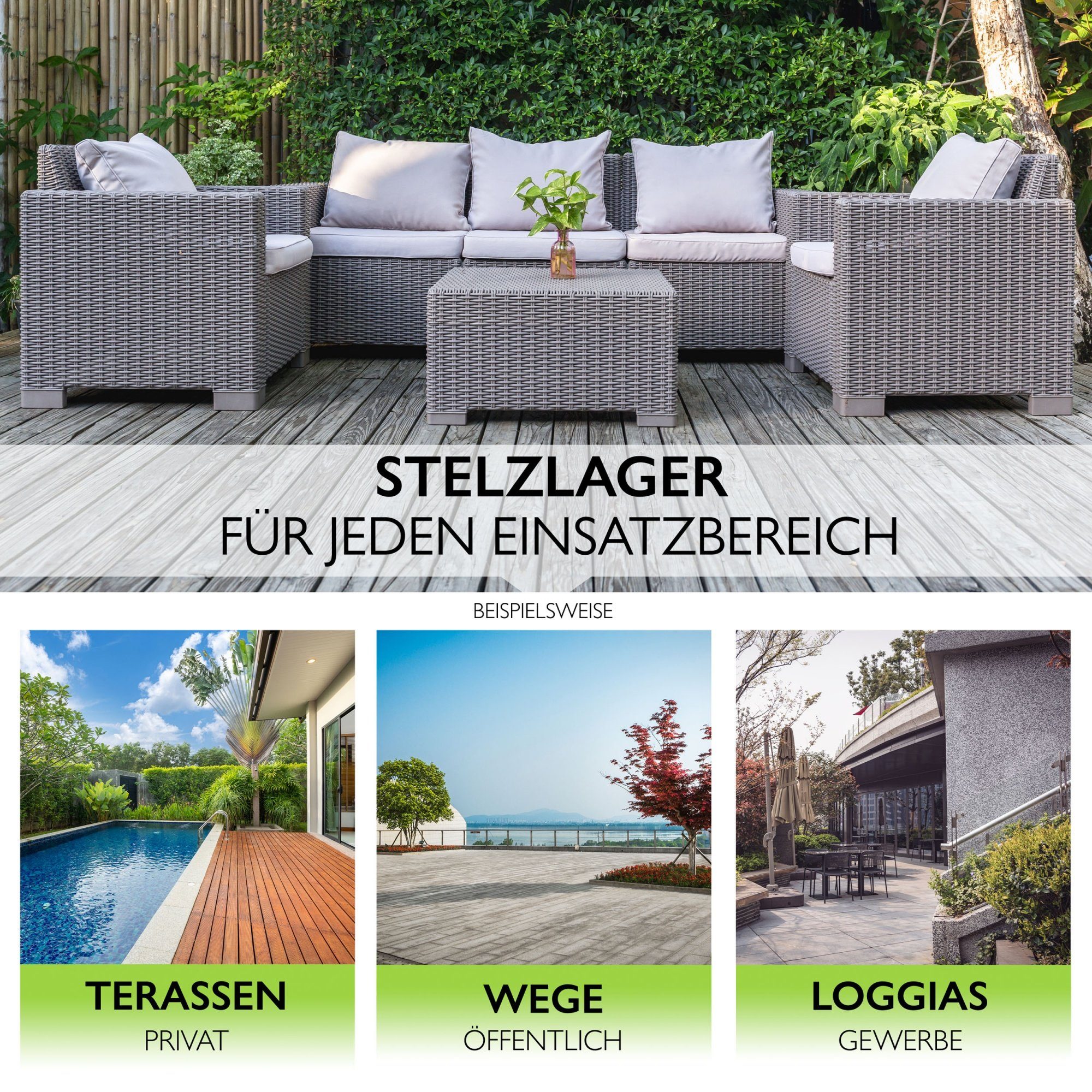 BASIC Stein Stelzlager Stellfuß Terrassenlager Keramikplatten Stellfuß für Beton Gartenwelt Plattenlager Riegelsberger