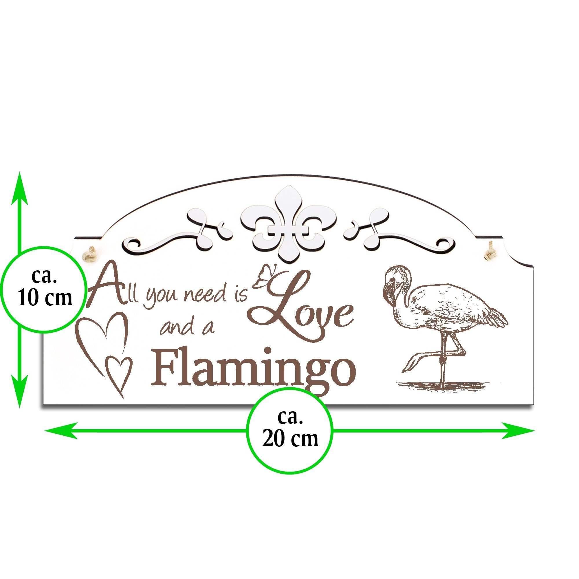 Deko Love need you Hängedekoration Dekolando All Flamingo 20x10cm is