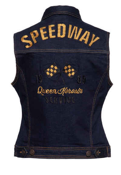 QueenKerosin Jeansweste Speedway mit Stickerei
