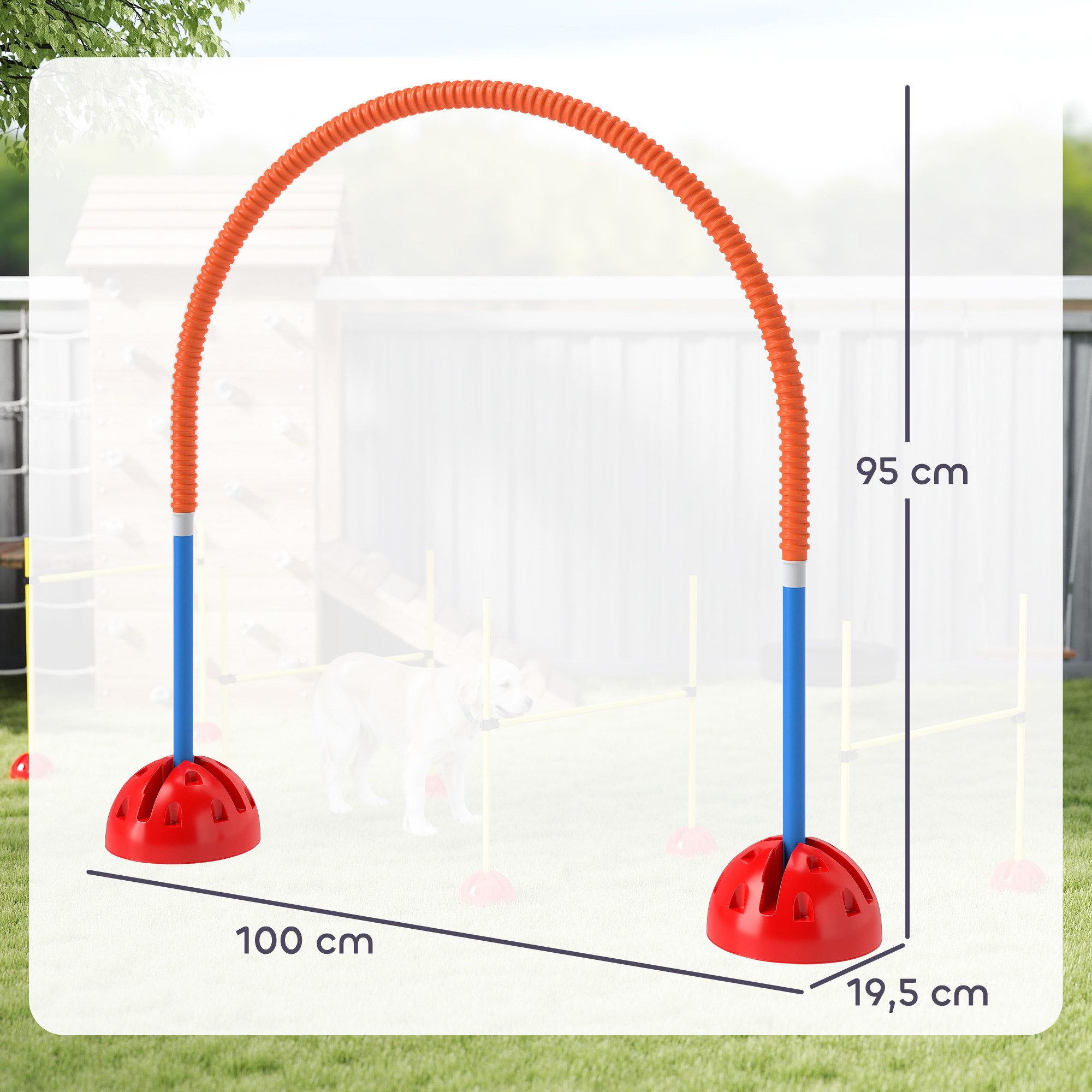 PawHut Agility-Hürde Agility-Ausrüstung Hundetraining verstellbarer Breite Blau+Orange, Kunststoff, Hunde-Agility-Set (4-tlg) mit verstellbar Agilitätstüren, Tragetasche, für Spiele, Training