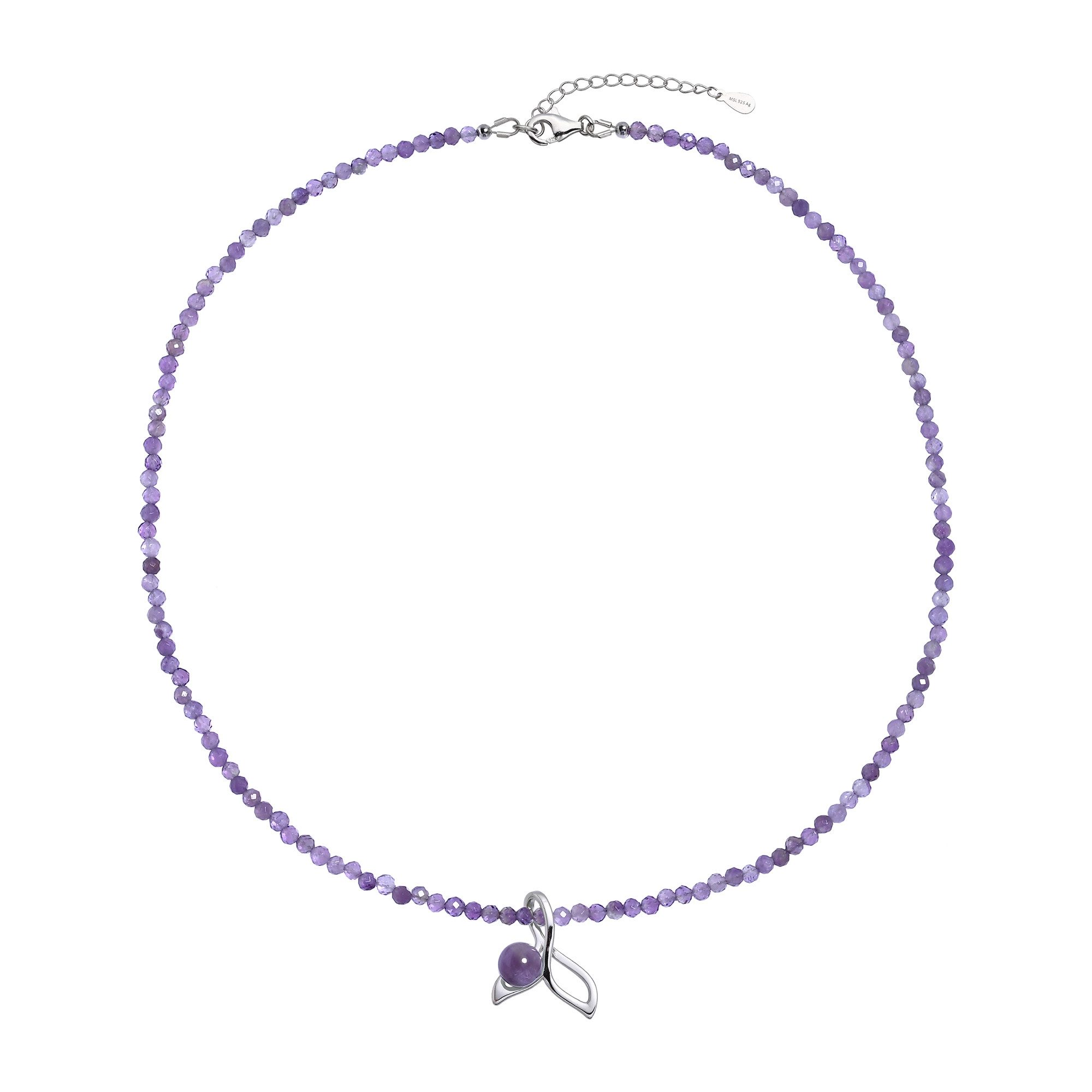 Silberkette Cavill Amethyst 23,4 ct Halskette 925 Silber, lila Perlen, Schleife