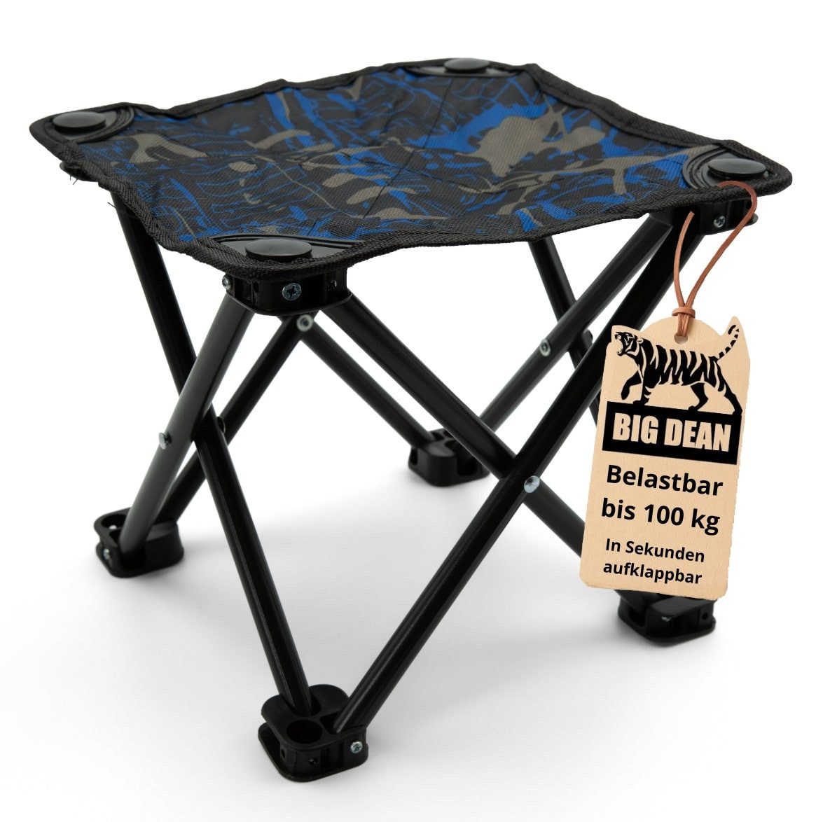 BigDean Campinghocker kleiner Camping Hocker 23cm Angelhocker Campinghocker Dreibeinhocker (Packung, 1 St., Falthocker), Klein, 500gramm Leicht, 100kg Belastbar, In Sekunden Einsatzbereit