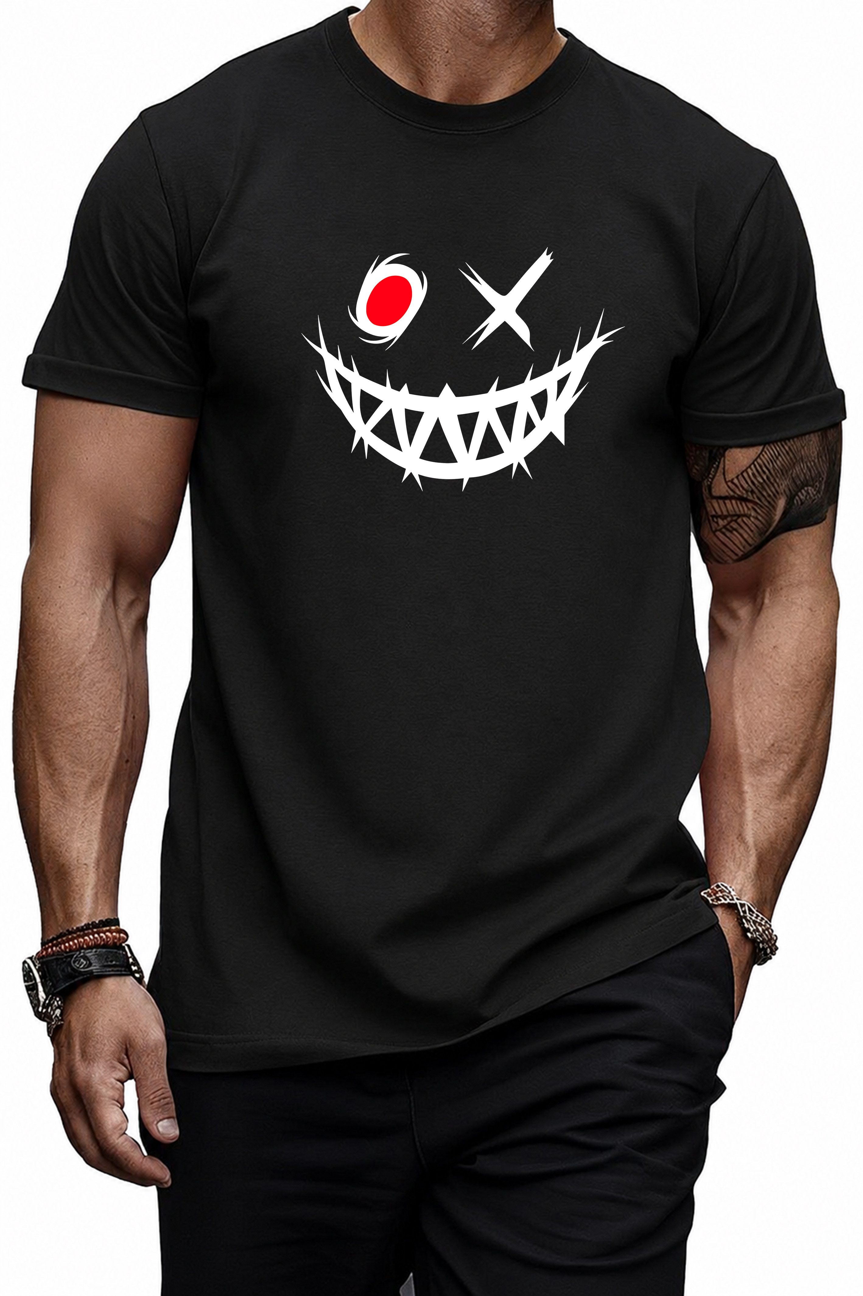 Banco T-Shirt Herren Shirt Rundhals Sommer Basic "Scary Smiley" aus 100% Baumwolle