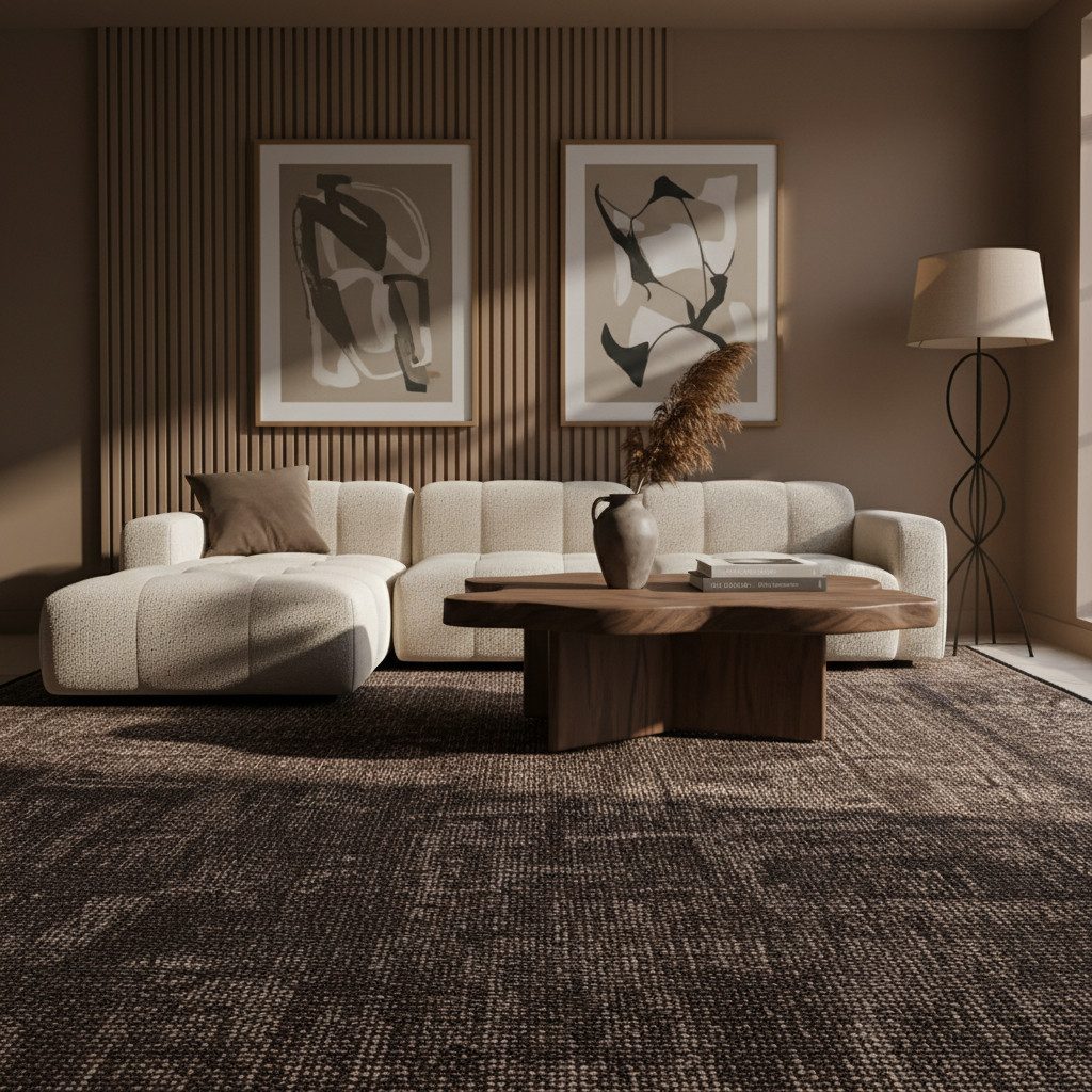 KADIMA DESIGN Wollteppich Kurzflor Teppich KOFEL Baumwolle Uni Waschbar Läufer Flur Küche, Läufer, Höhe: 9 mm, Braun, 80x150 cm, Modern Esszimmerteppich Einfarbig Waschbar