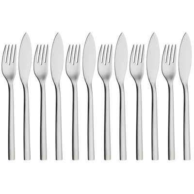 WMF Fischbesteck WMF Nuova Fischbesteck Set 12-teilig Fischgabel Fischmesser für 6 Personen Cromargan Edelstahl poliert spülmaschinengeeignet (12-tlg), Cromargan® Edelstahl rostfrei 18/10