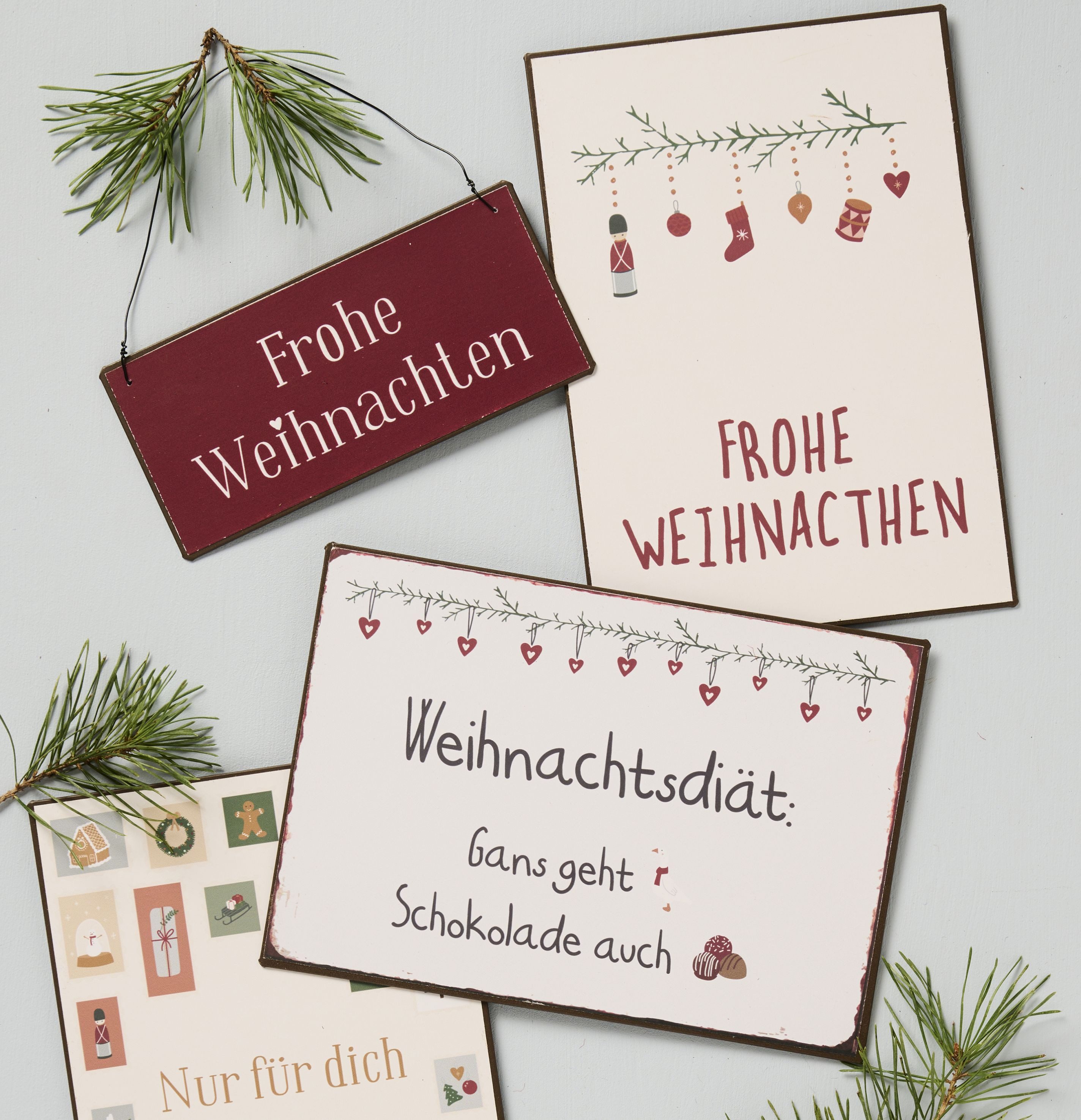 Ib Laursen Christbaumschmuck Ib Laursen - Wandschild Metallschild Schild "Frohe Weihnachten" Rot