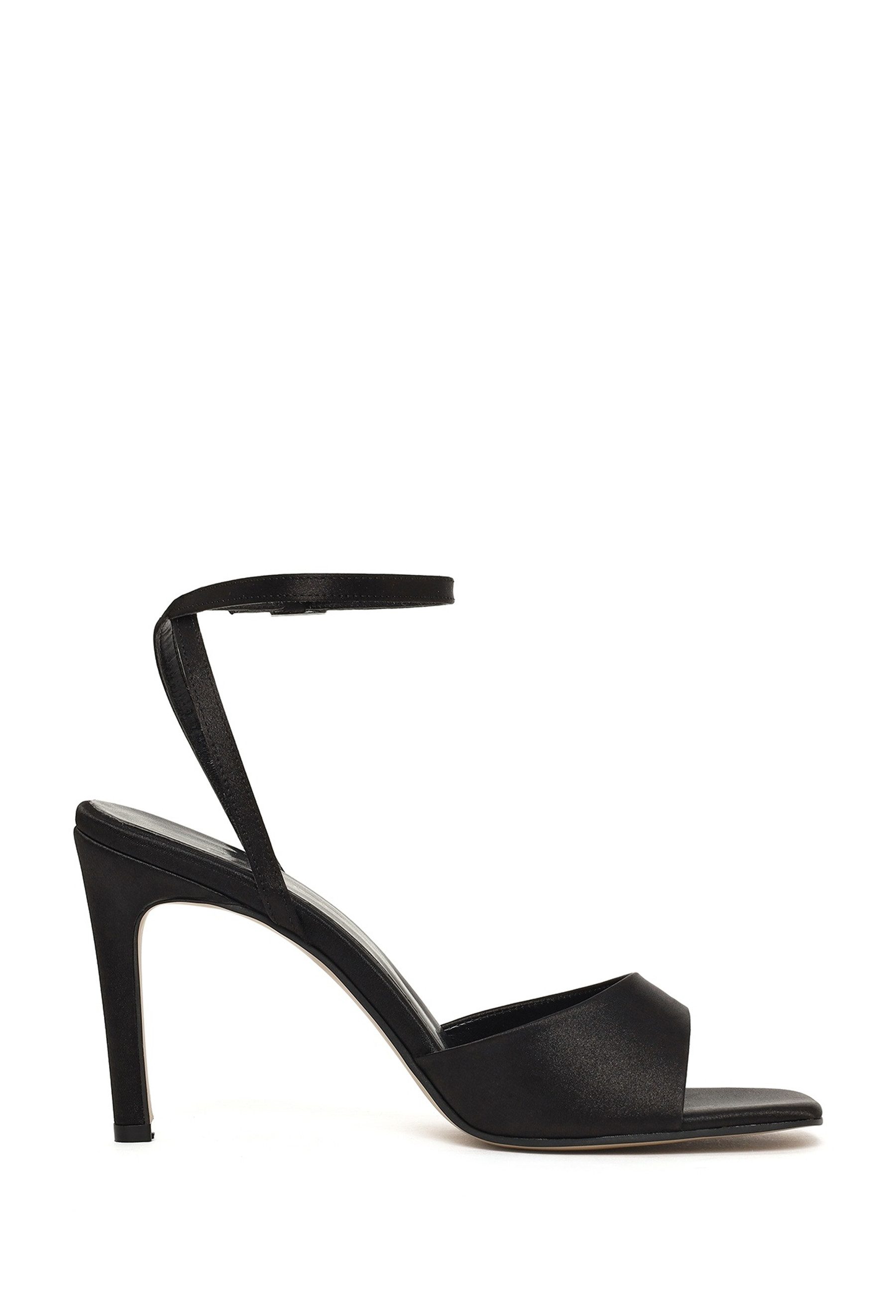 Derimod Sandaletten mit hohem Absatz aus Textil Sandale Stoff, Synthetikfutter, TPU-Sohle, Knöchelriemen, Stilettoabsatz