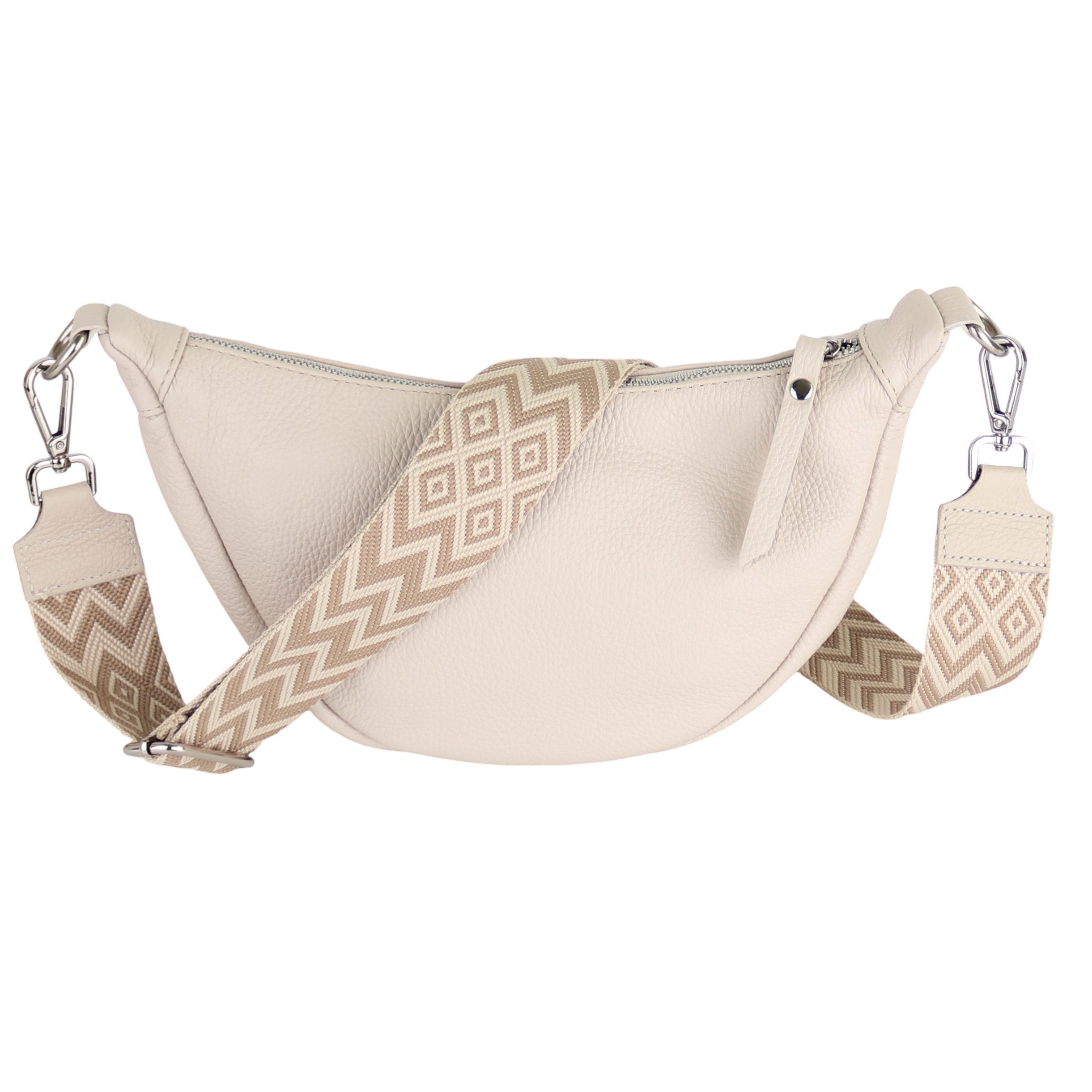 Schultertasche Damen Runde aus Echtleder, Made in Italy, Brusttasche,Umhängetasche