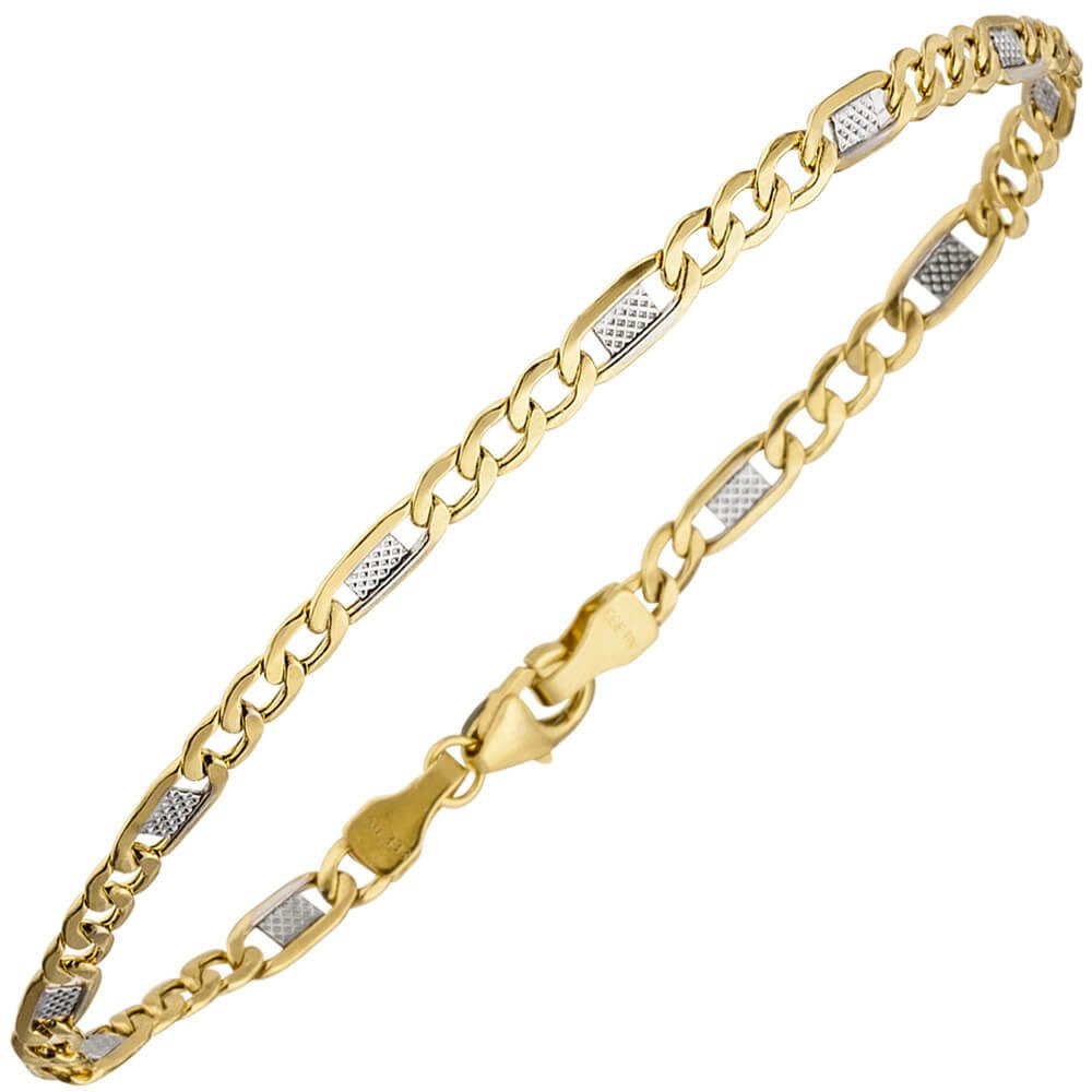 Schmuck Krone Goldarmband 3,7mm Steg-Panzerarmband aus 333 Gelbgold, 19cm, Gold 333